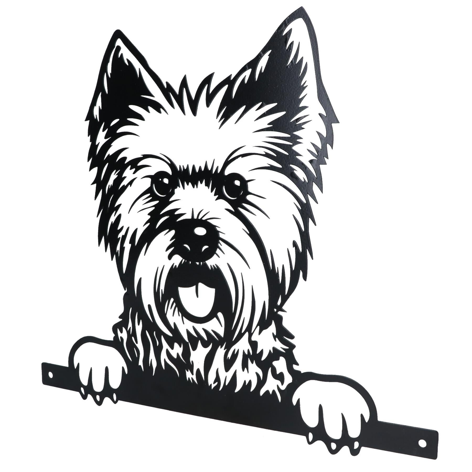 Black Metal Peeking West Highland Terrier Silhouette Fixing Plate Garden Decor