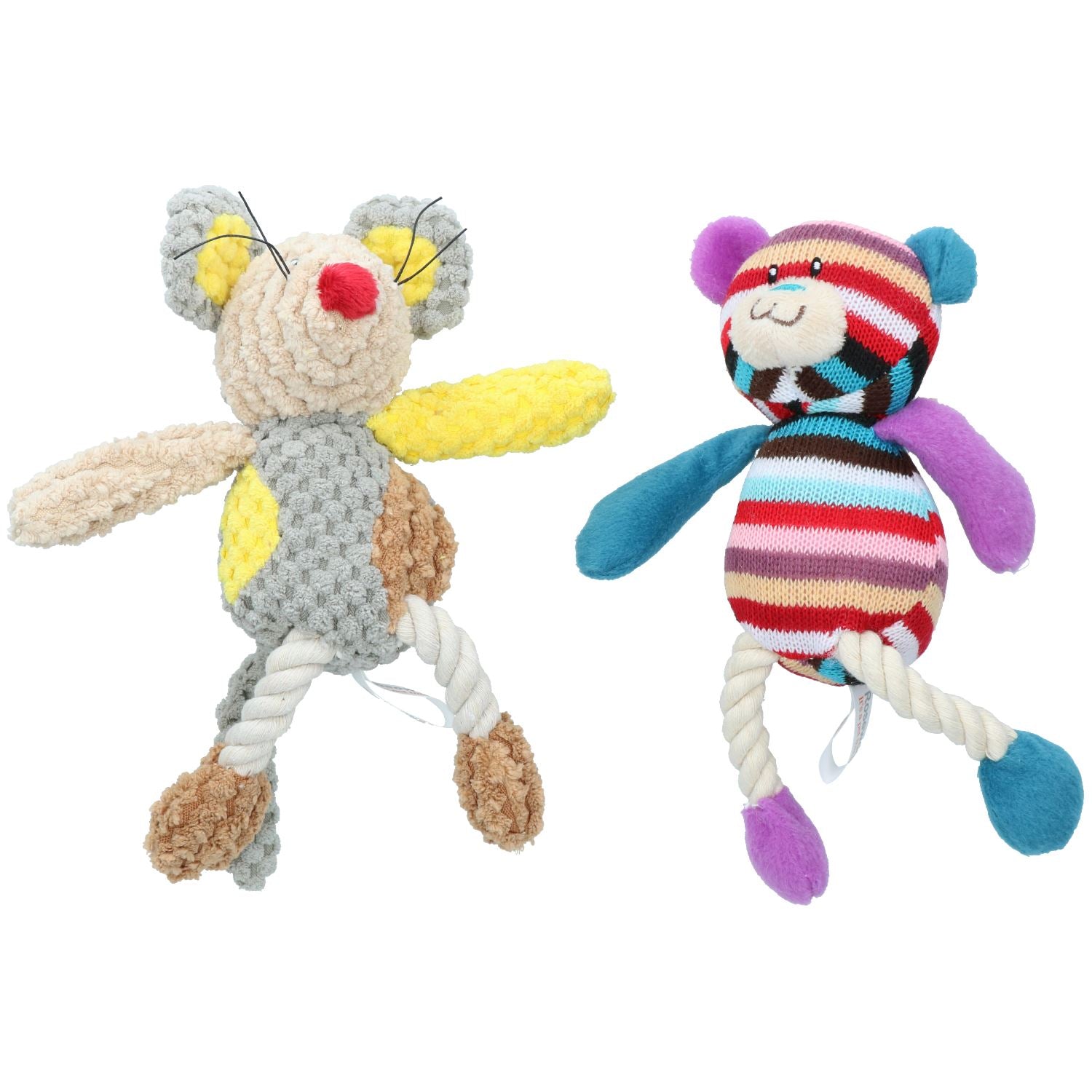 Mister Tilly Teddy & Molly Maus Hundespielzeug mit Quietsche, 23 cm und 20 cm