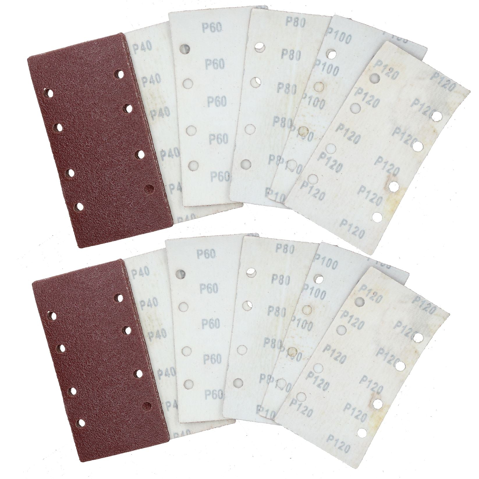 Lot de 20 tampons de papier abrasif pour ponceuse à crochet/boucle 1/3 grain mixte 40 240