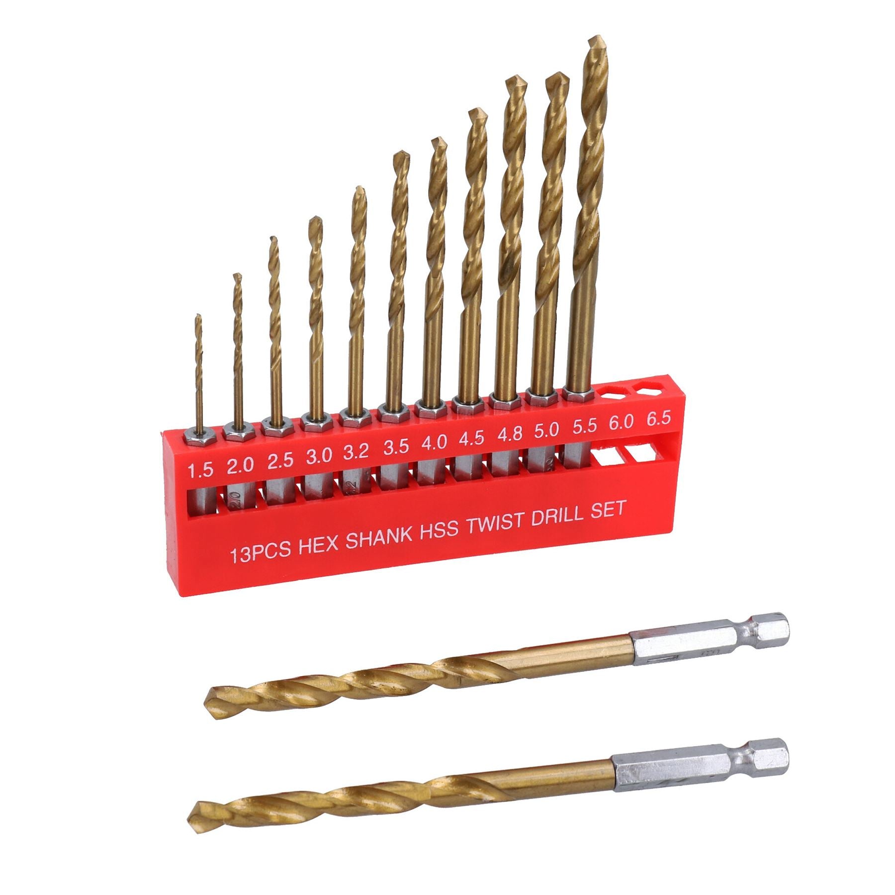 Metrischer Titan-Bohrersatz mit 1/4-Zoll-Sechskantschaft, 1,5 - 6,5 mm, 13-tlg.