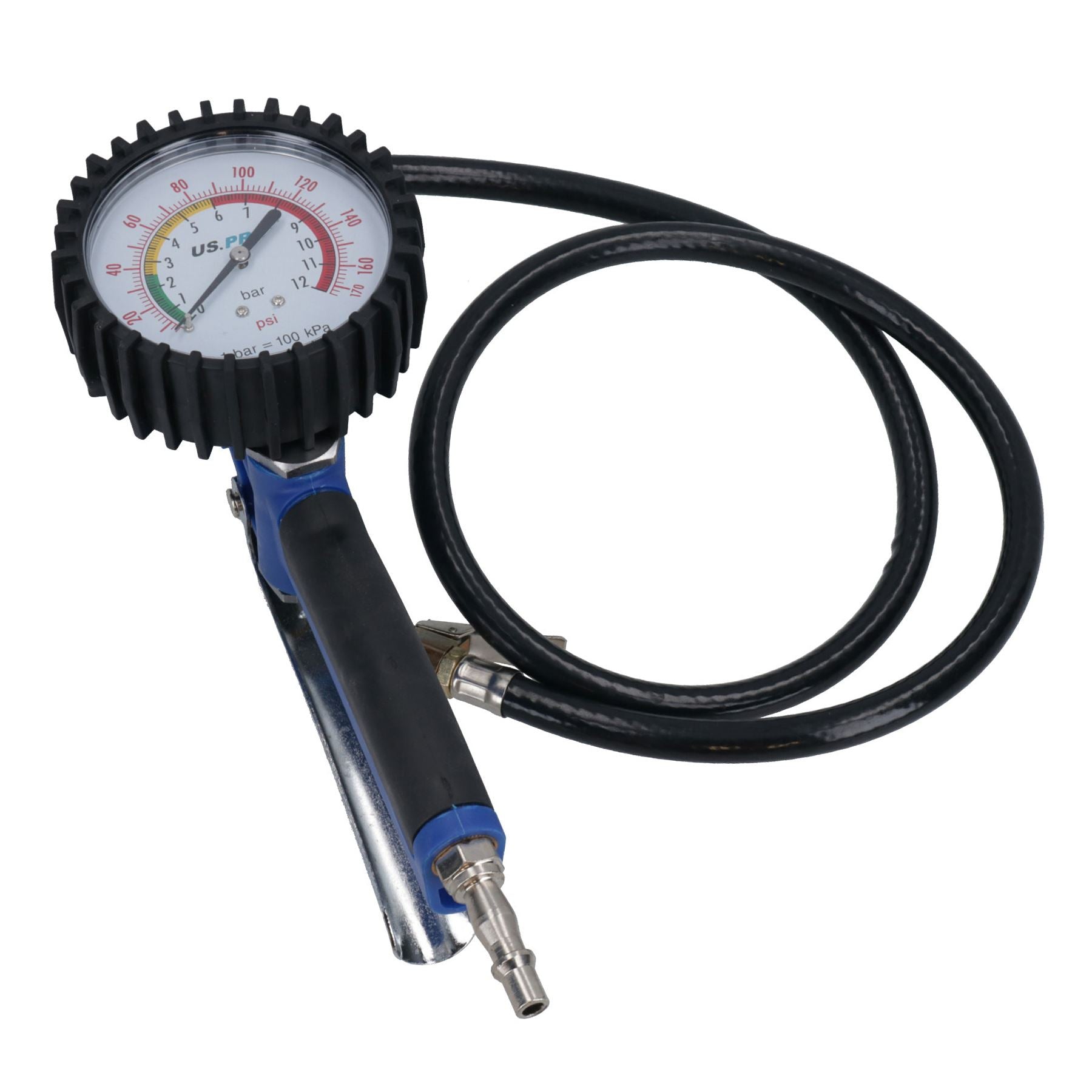 Hochleistungs-Reifenfüllmessgerät mit langem Schlauch, 1 Meter lang, 0 – 170 PSI