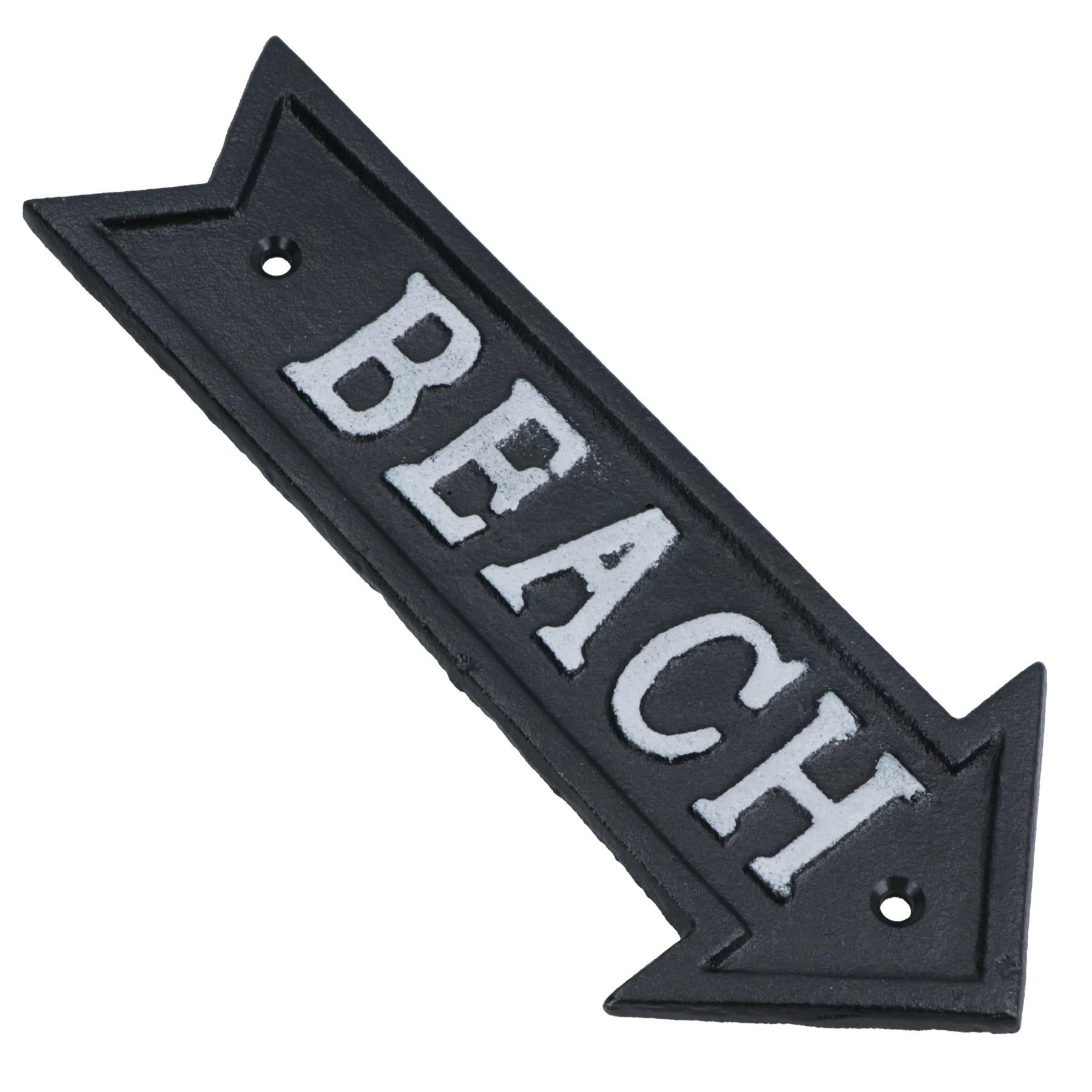 Beach Arrow Sign Cast Iron Sign Plaque Wall Door Fence Gate Post House Garden