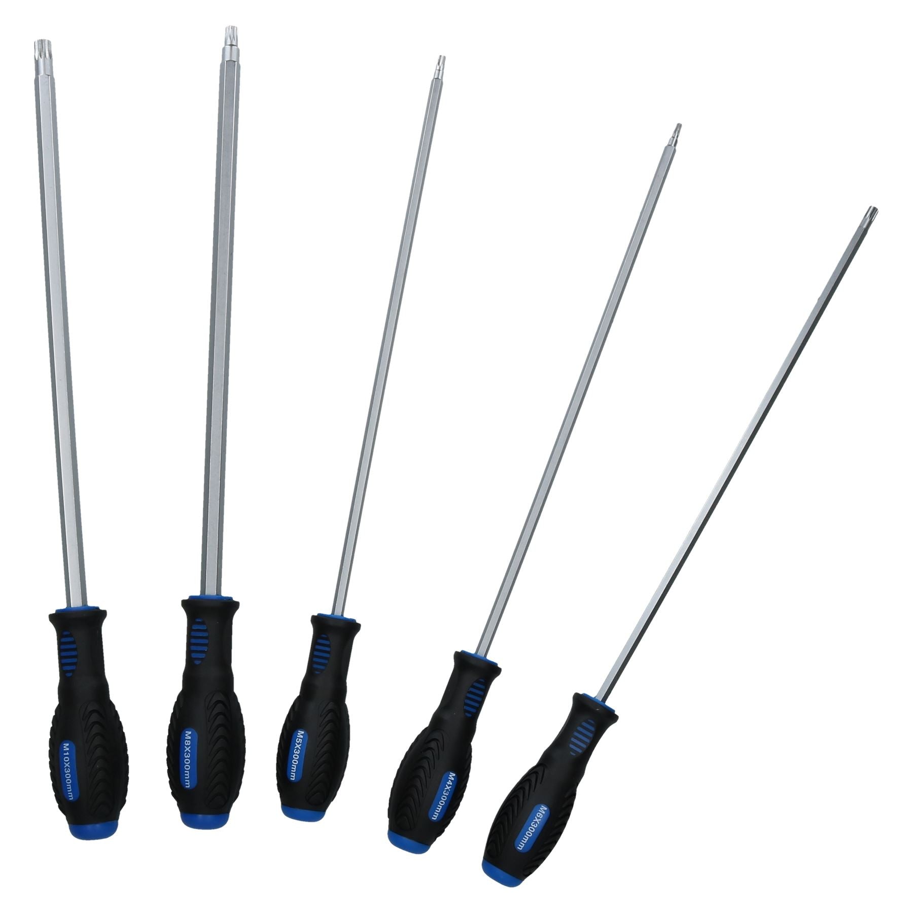 5pc Extra Long (410mm) Spline Screwdrivers M4 - M10 for Spline or XZN Screws