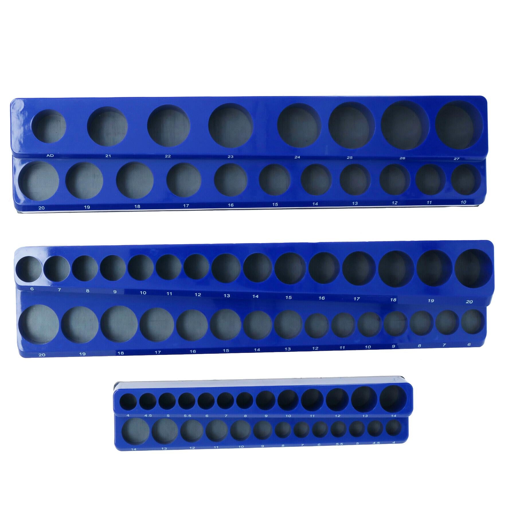 Magnetic Socket Holder Storage Organiser Trays For 1/4in 3/8in 1/2in Metric 3pc