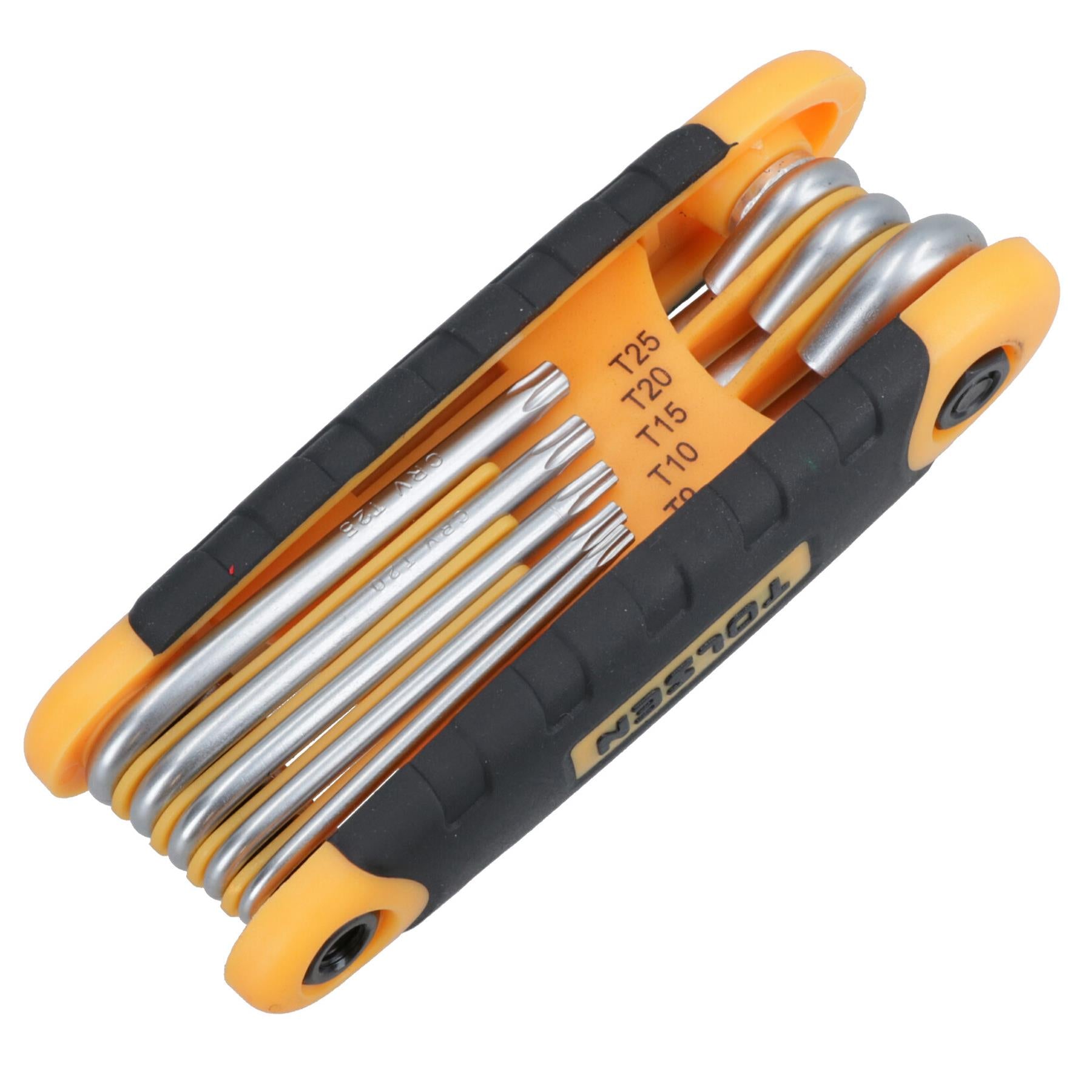 8pcs Folding Torx / Star Key Wrench Set T9 - T40 Foldable Rubberized Handle