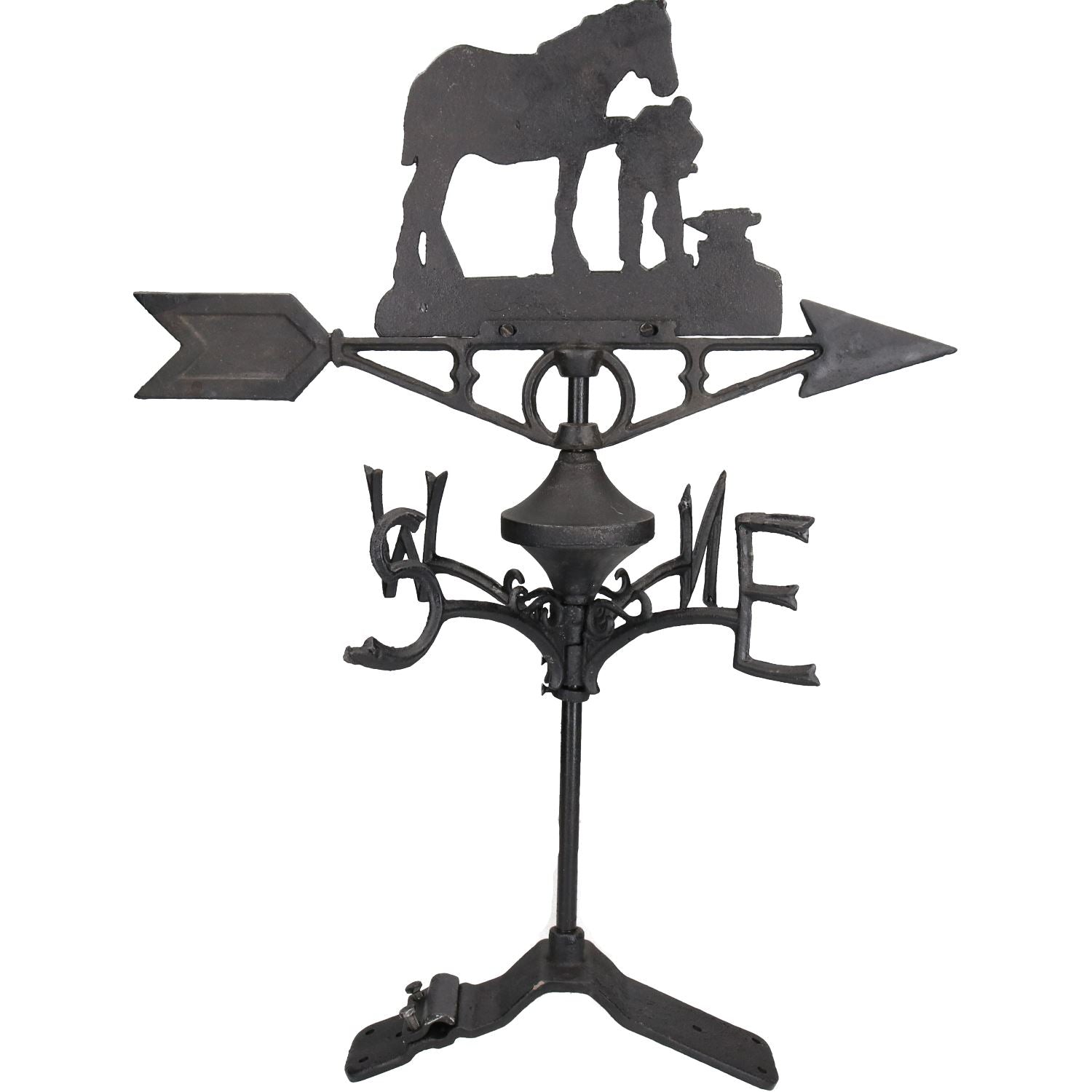 Cheval / Jument Maréchal-ferrant Girouette Vain Crête Mont Maison Toit Fonte Chaussure