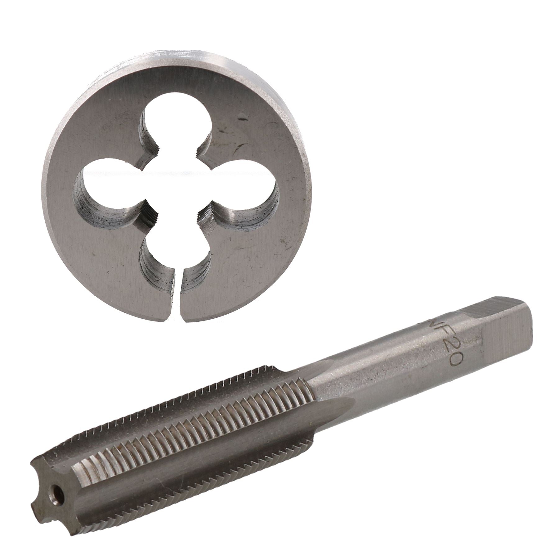 Taraud et filière UNF 1/4" - 5/8" en acier au tungstène et filière fendue 38 mm