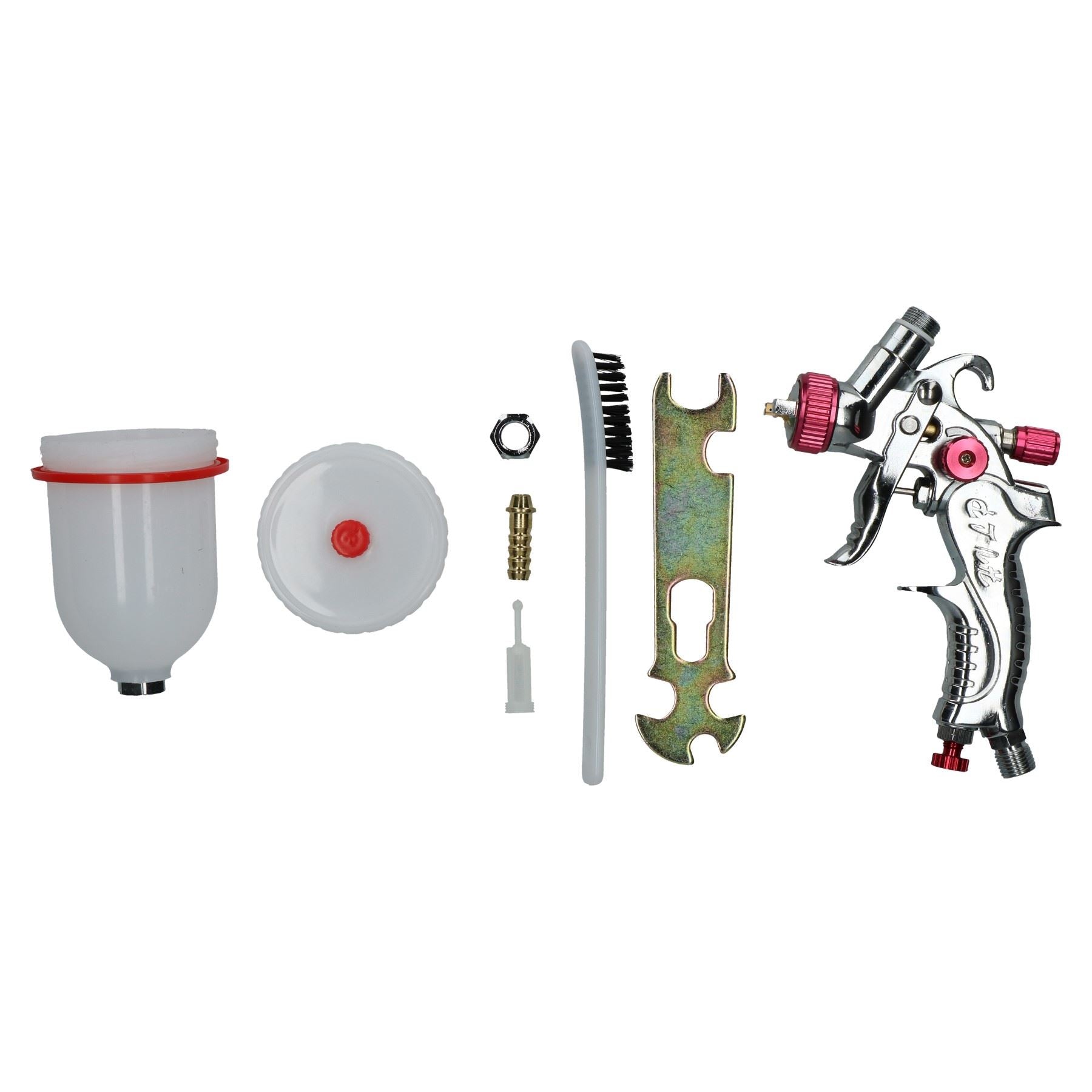 Mini-HVLP-Spritzpistole mit Schwerkraftzufuhr, 8 mm, mit Inline-Feuchtigkeitsabscheider-Druckregler