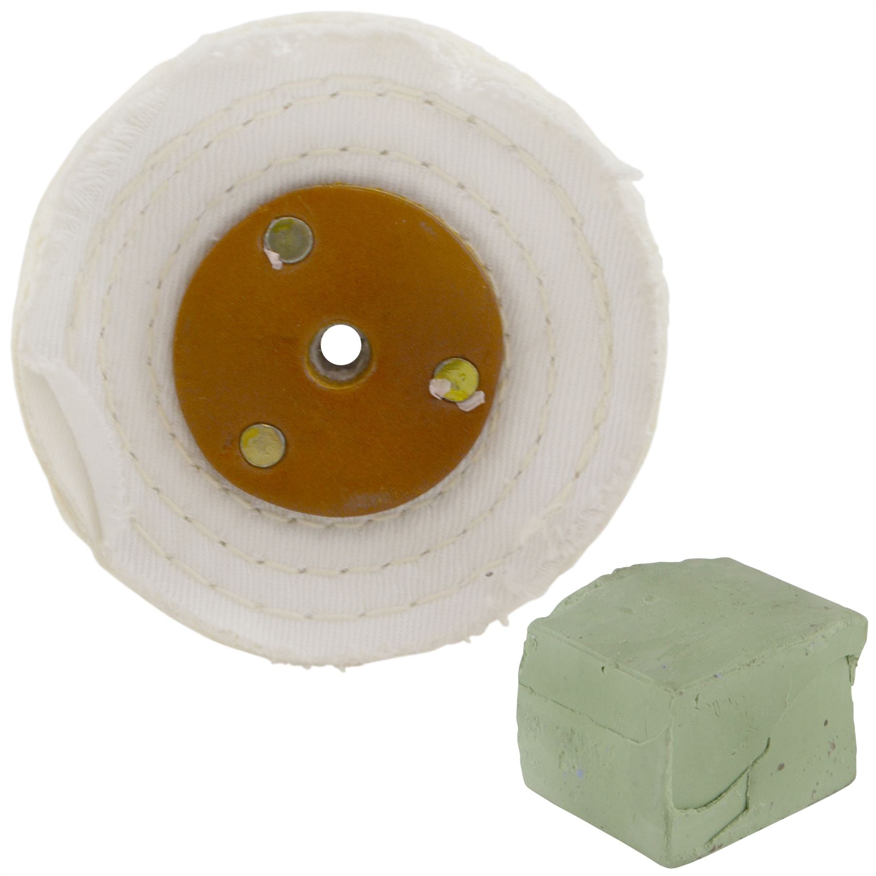 Balai de polissage à coutures serrées blanc 4" x 1,5" 3 rangées avec composé 250 g