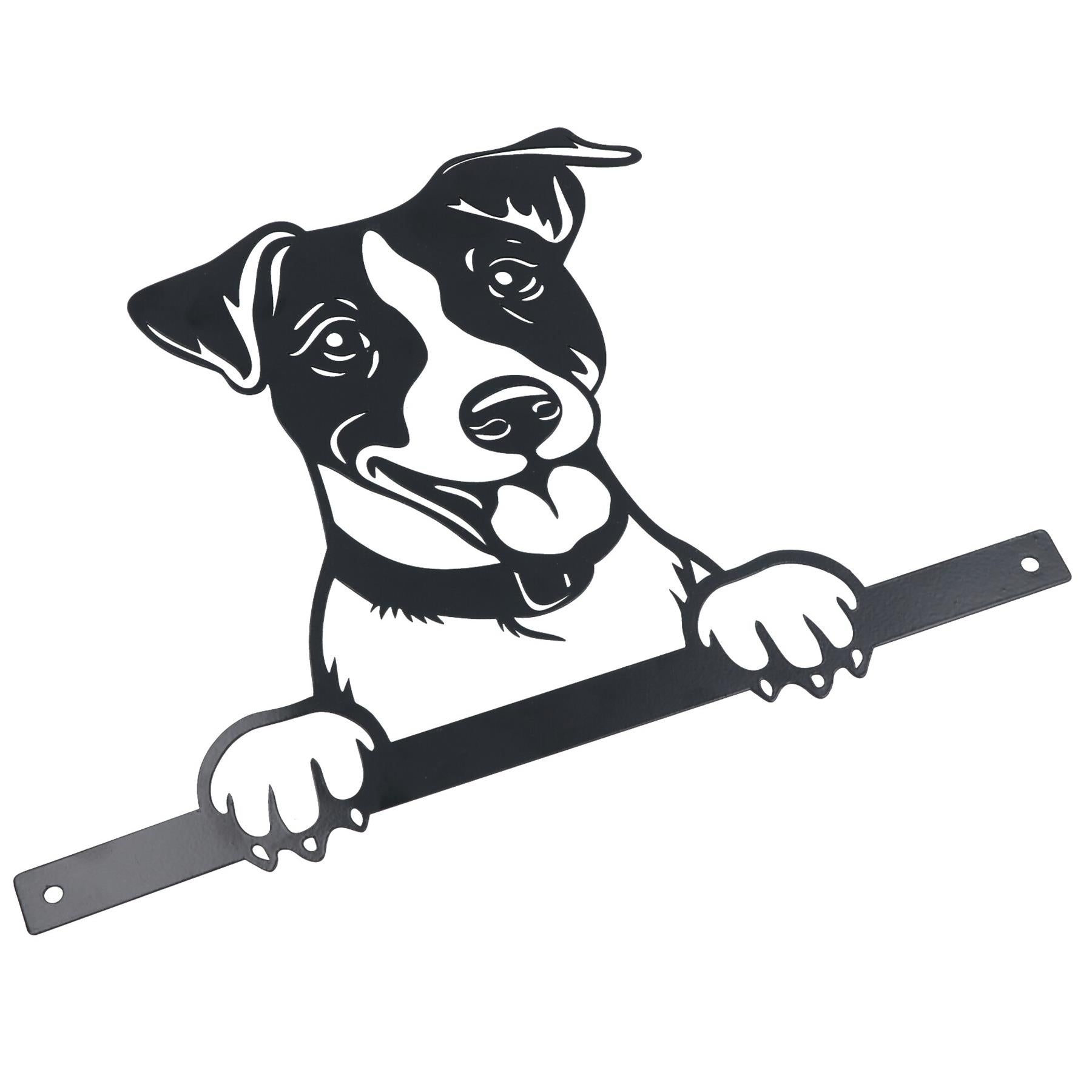 Black Metal Peeking Spaniel Silhouette with Fixing Plate Garden Ornament Gift