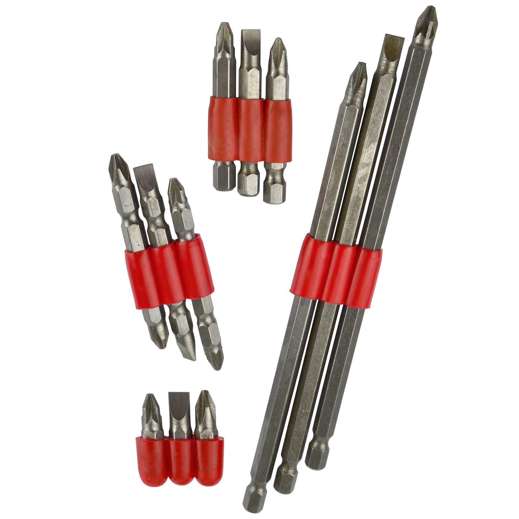 12-teiliges Power-Bit-Set mit Philips-, Pozidriv- und Schlitz-Sechskant-Schraubendreher-Bohrer TE685
