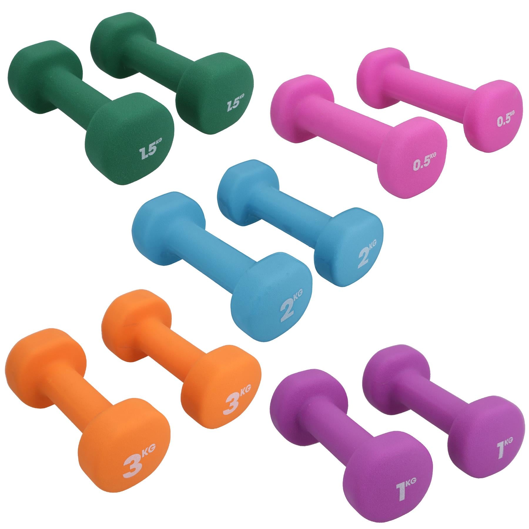 Neoprene Dumbbells Weights 0.5kg - 3kg Gym Exercise Fitness Muscle Workout