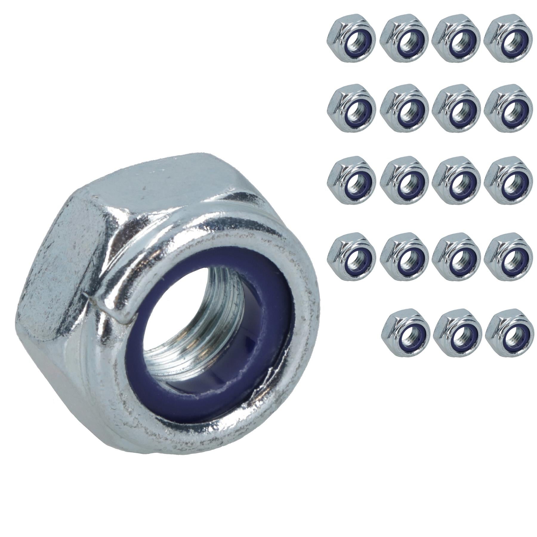 M10 x 1.5mm Nyloc Nut Fastener Hexagonal Metric Nuts Grade 8 Zinc Plated