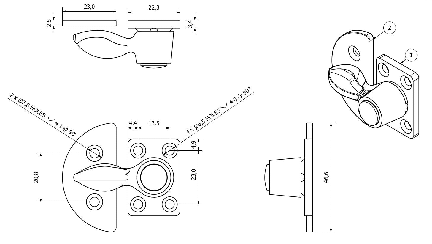 Gravelly Fastener Schwenkbarer Knebelverschluss, verchromte Nummernschild-Clips für Anhänger