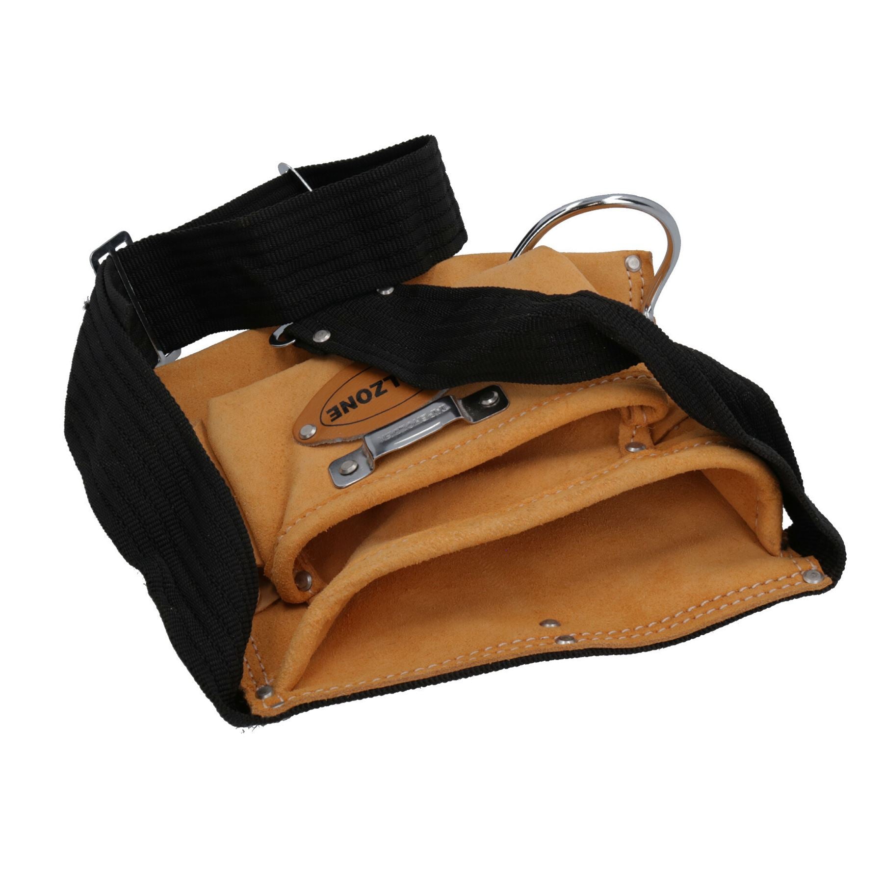Leather Toll Belt Roll Pouch Holder with Adjustable Web Belt Buckle Clip 5 Pocket