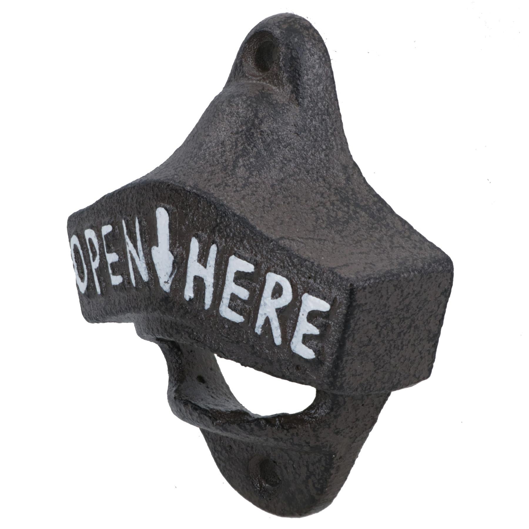 Open Here Bottle Opener Beer Cast Iron Sign Gift Garage Shed Bar Man Cave