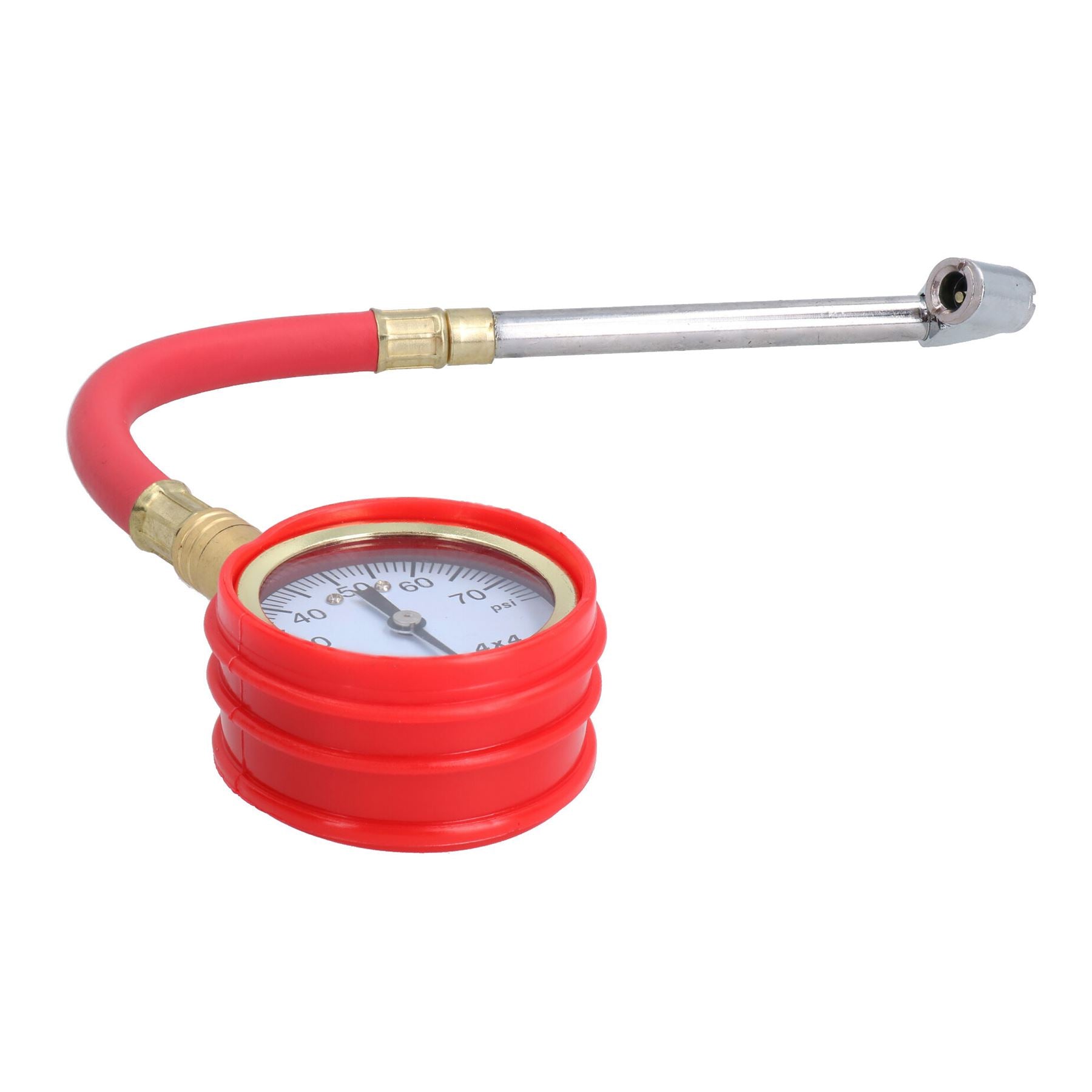 Tyre Pressure Gauge With Flexible Hose And Air Release Valve 5 - 70 PSI AT687