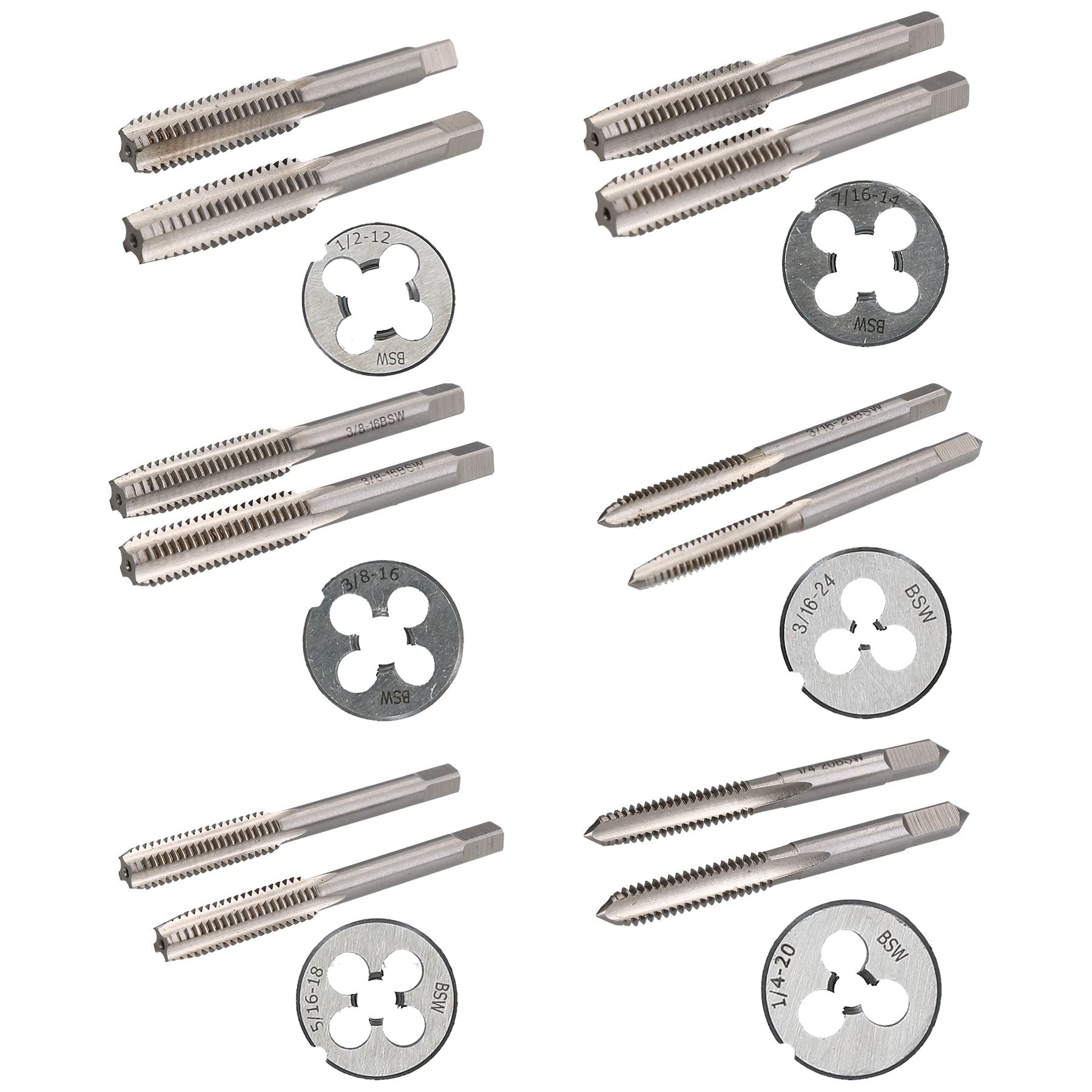 1/8" - 1/2" BSW Tap & Die Whitworth Tungsten Steel Taper Tap & 25mm Die