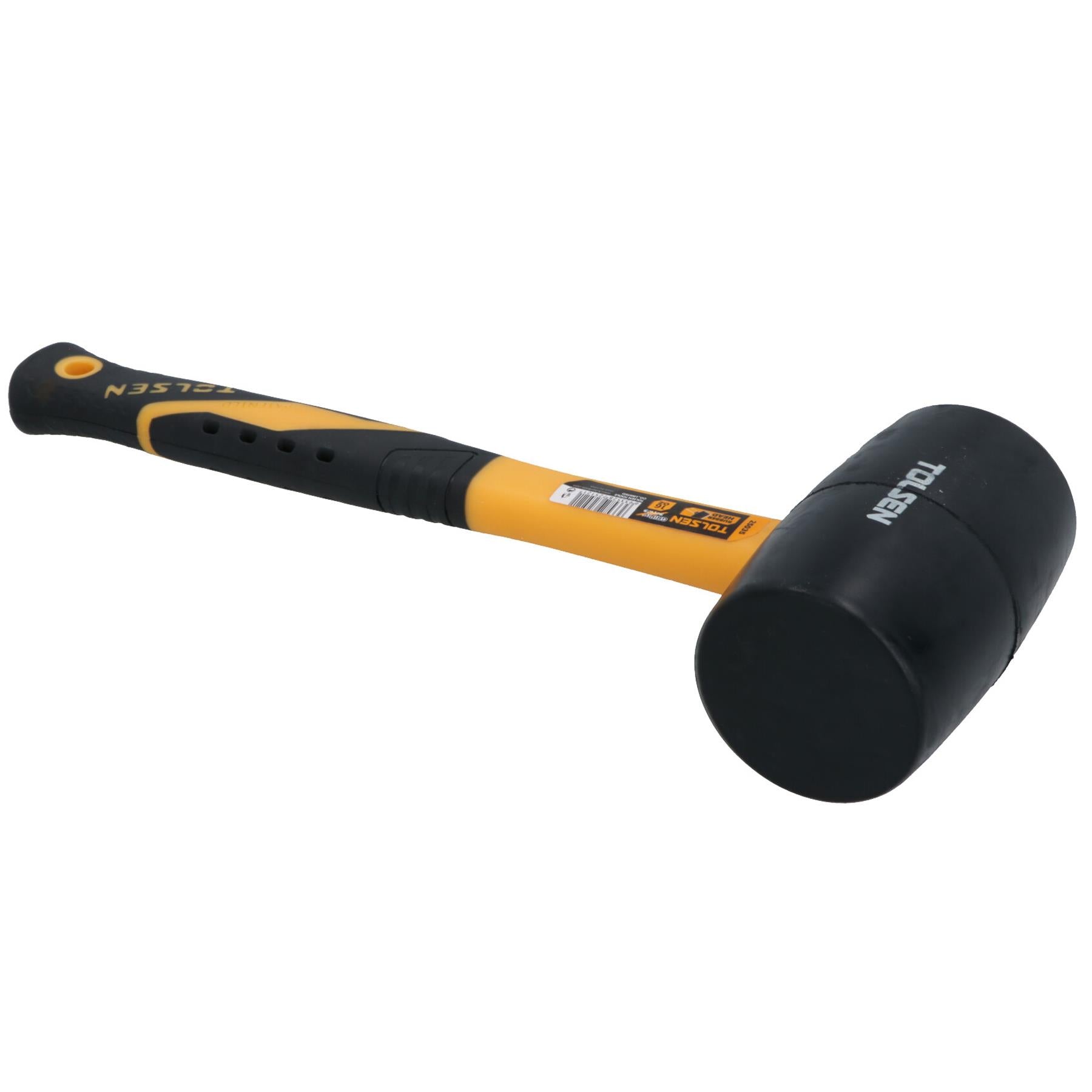 16oz Black Rubber Mallet Non Marking Hammer With Fibreglass Handle Shaft