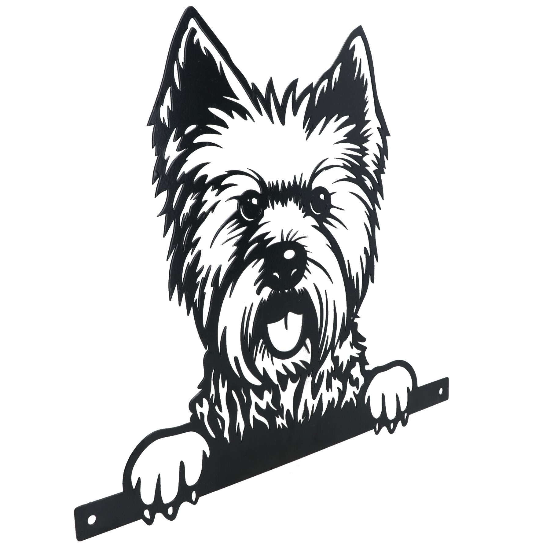 Black Metal Peeking West Highland Terrier Silhouette Fixing Plate Garden Decor