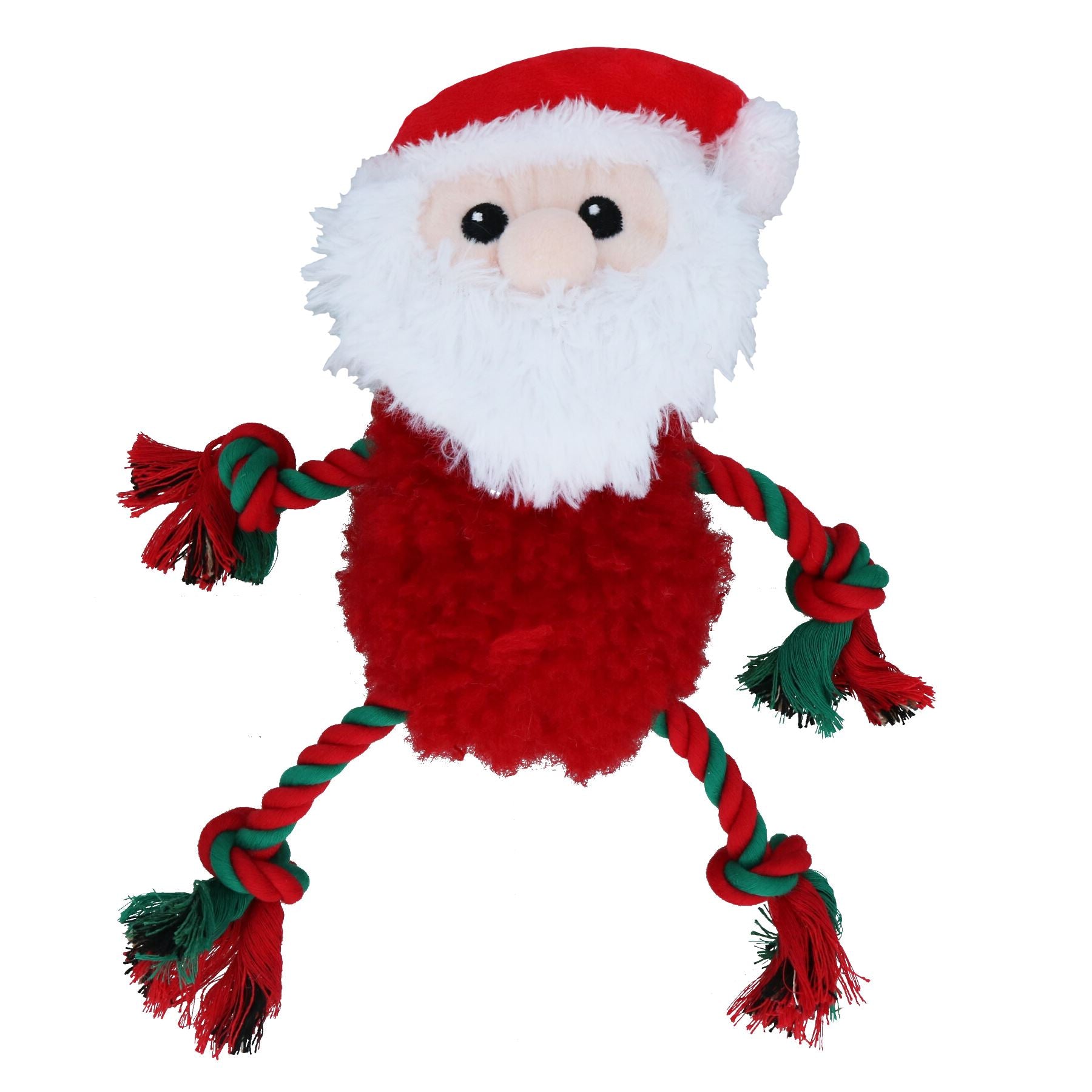 Weihnachtsgeschenk für Hunde, flauschiges Rentier und Weihnachtsmann, quietschendes Plüsch-Seilspielzeug-Paket