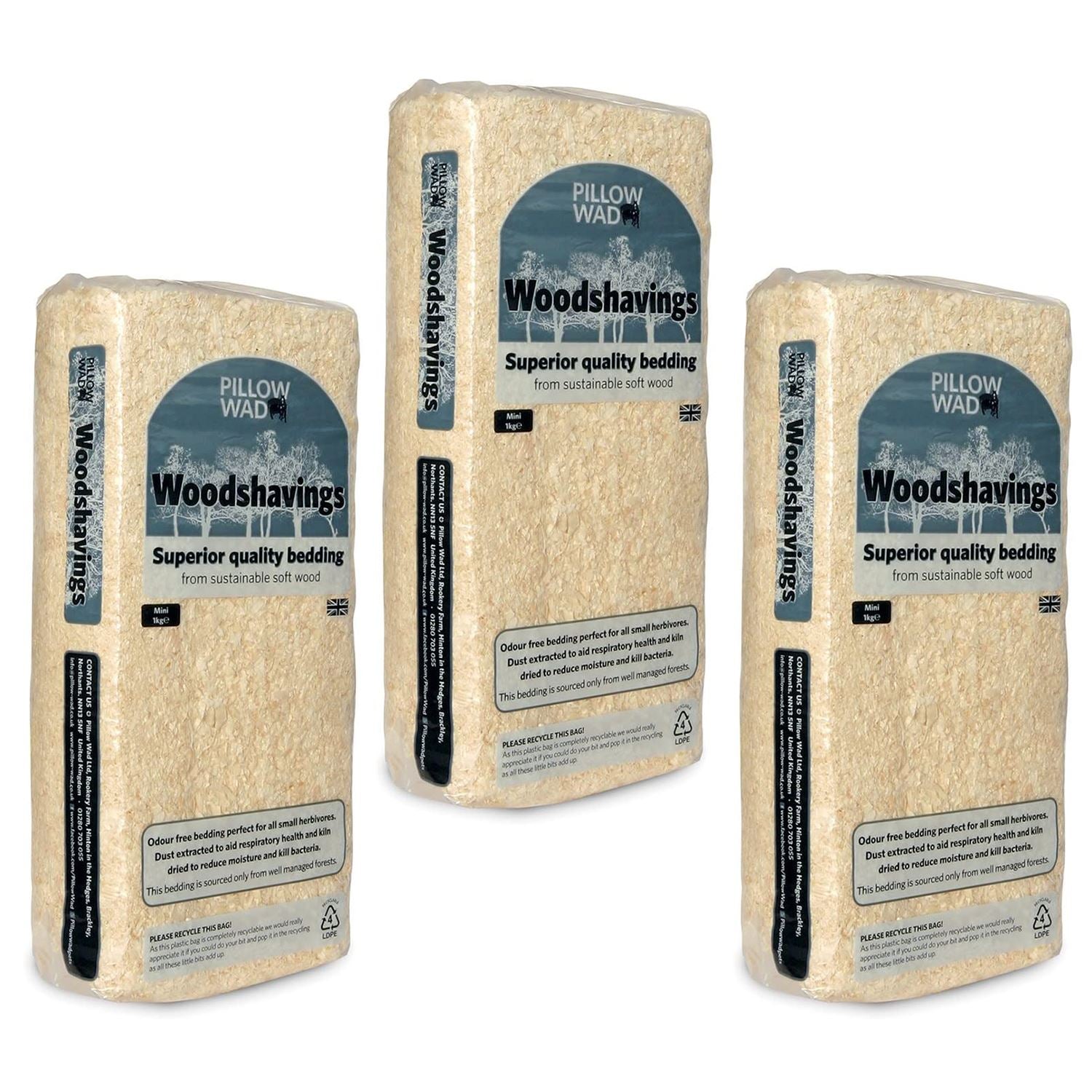 Copeaux de bois de qualité supérieure extraits de poussière séchés au four pour petits animaux 1 kg
