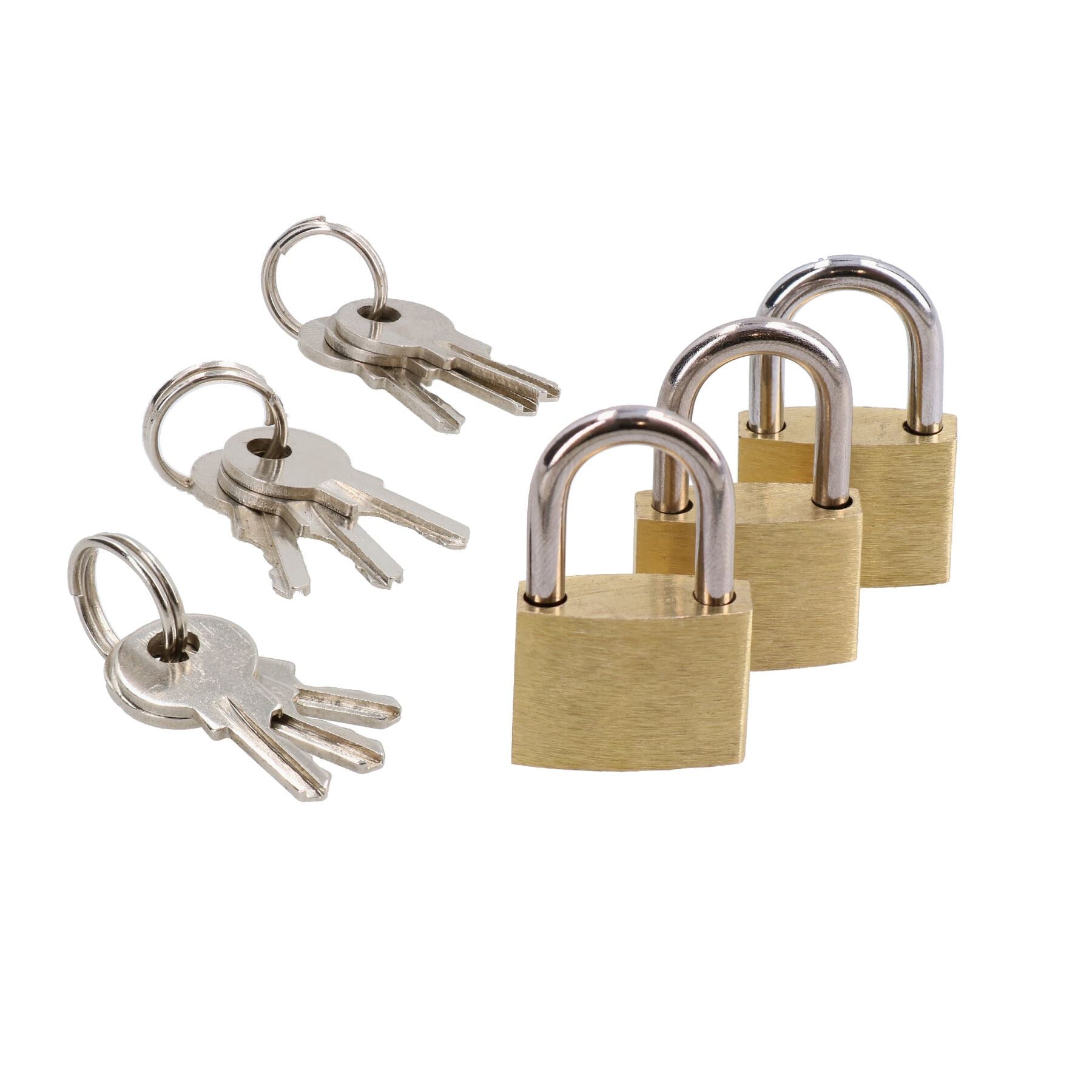 20 mm Mini-Vorhängeschloss-Set aus Messing für Koffer, Gepäck, Rucksäcke, Zelte mit Schlüsseln