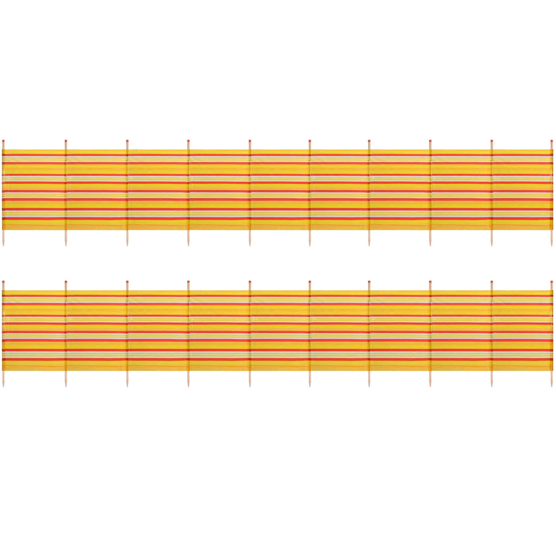 Abri de plage coupe-vent à 10 poteaux 1,5 m sur 6,1 m avec écran d'intimité et bande jaune