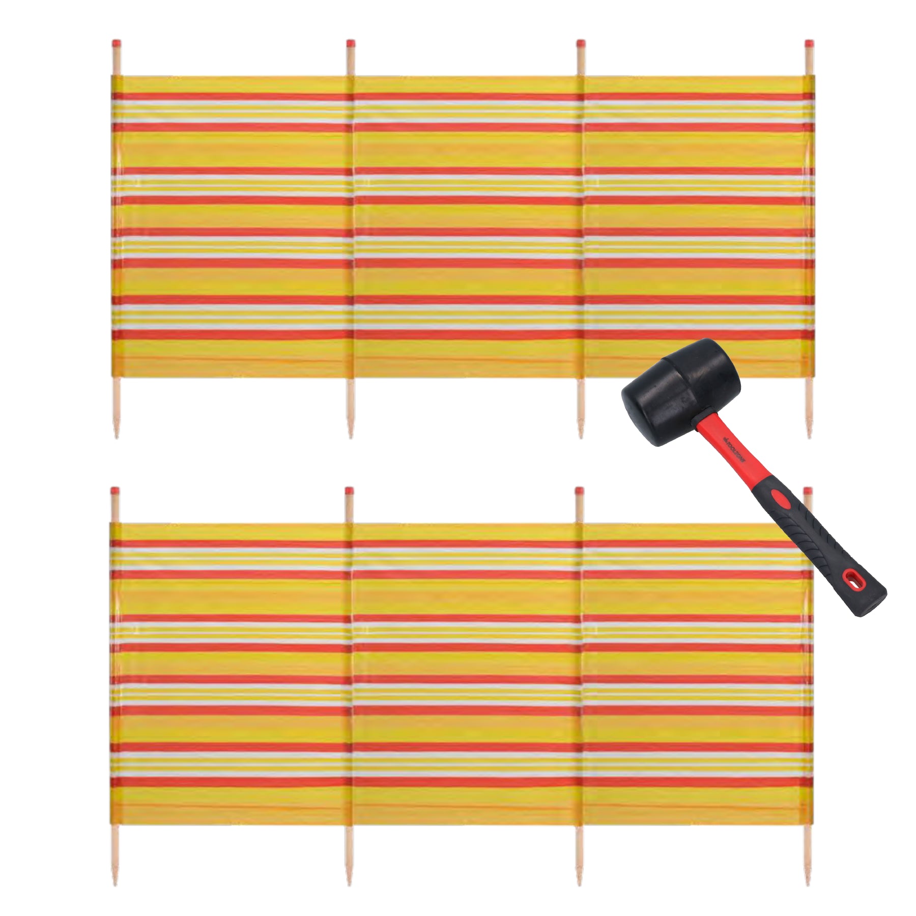 Abri de plage coupe-vent à 4 poteaux 1,2 m sur 2,2 m avec écran d'intimité et bande jaune