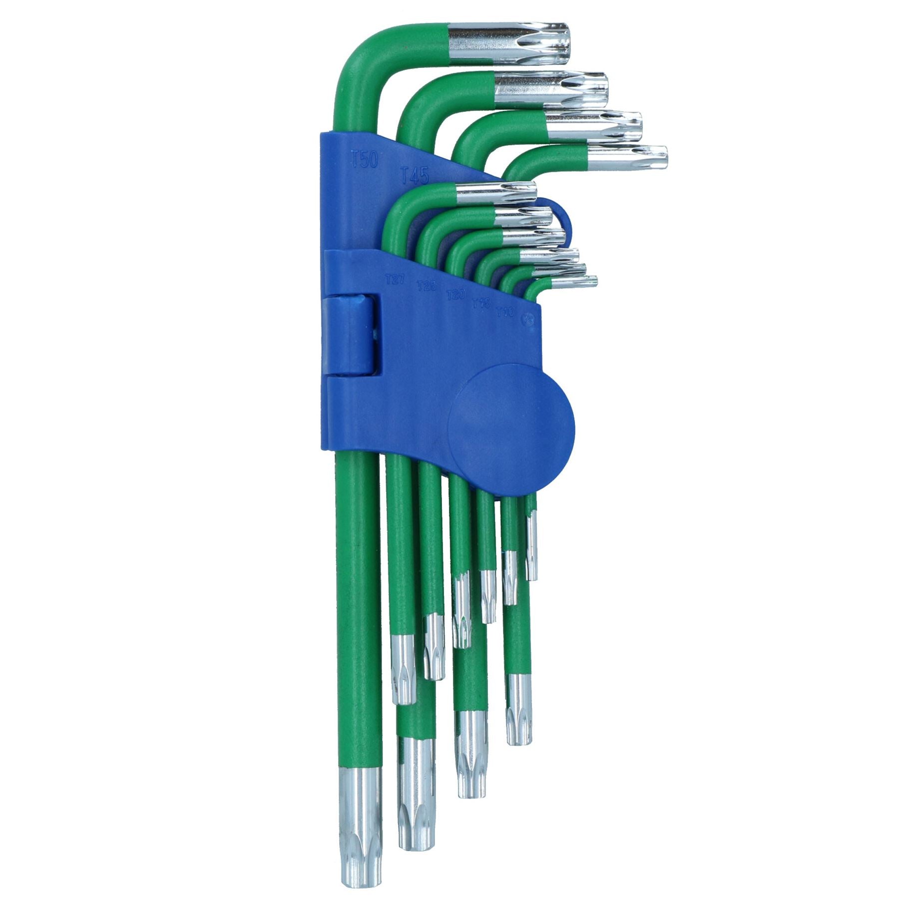 10 Stück lange Torx manipulationssichere Torx-Sternschlüssel mit Halter T9 – T50, rutschfester Griff