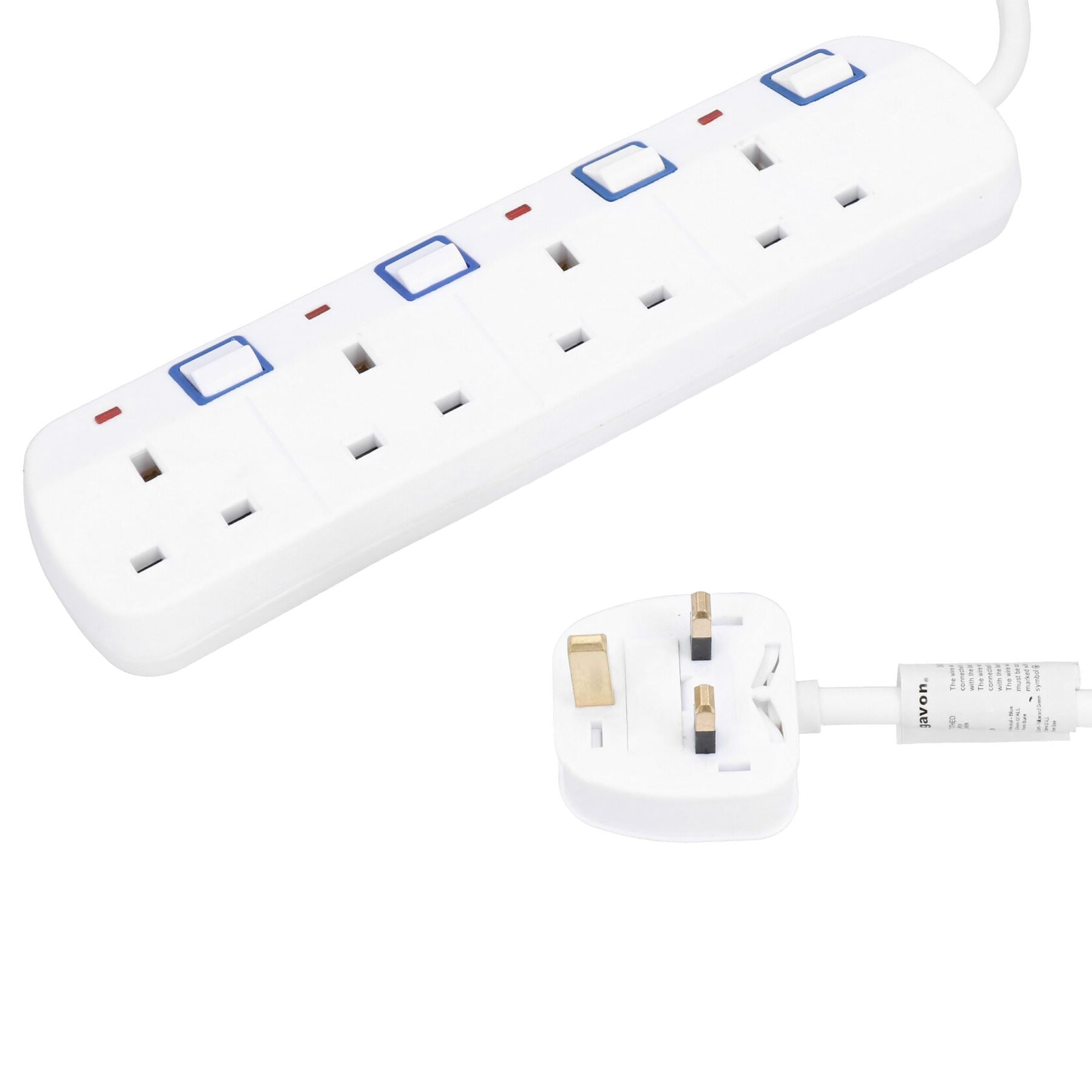 Adaptateur de rallonge de prise à 4 voies pour prise britannique Prises commutées individuellement