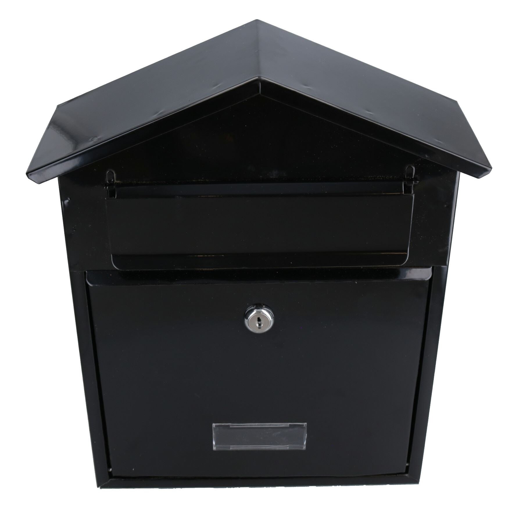 Boîte aux lettres en métal noir pour porte murale, portail, clôture, maison de jardin verrouillable