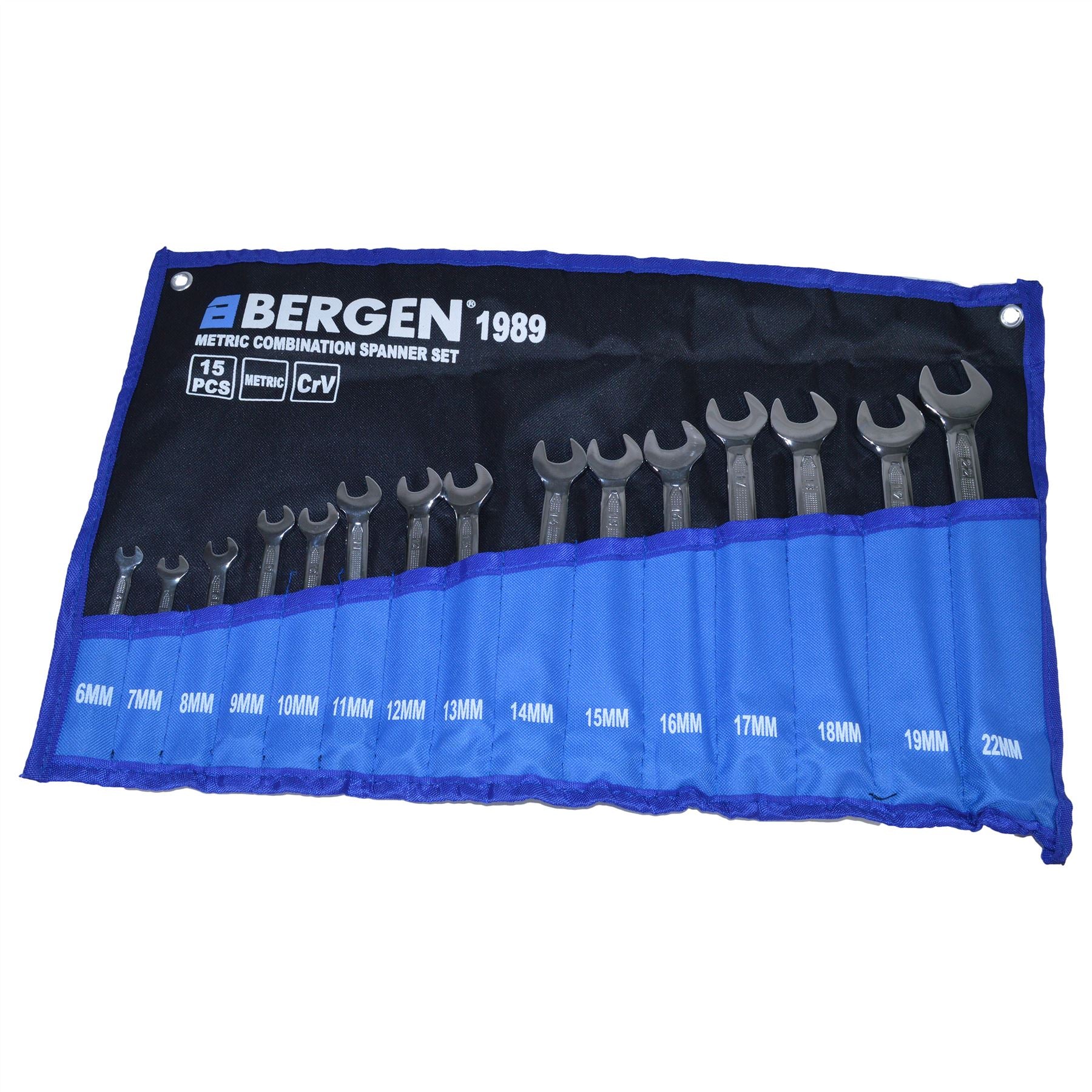 15pc Metric MM Combination Spanner Spanners Wrench Set 6mm to 22mm Bergen