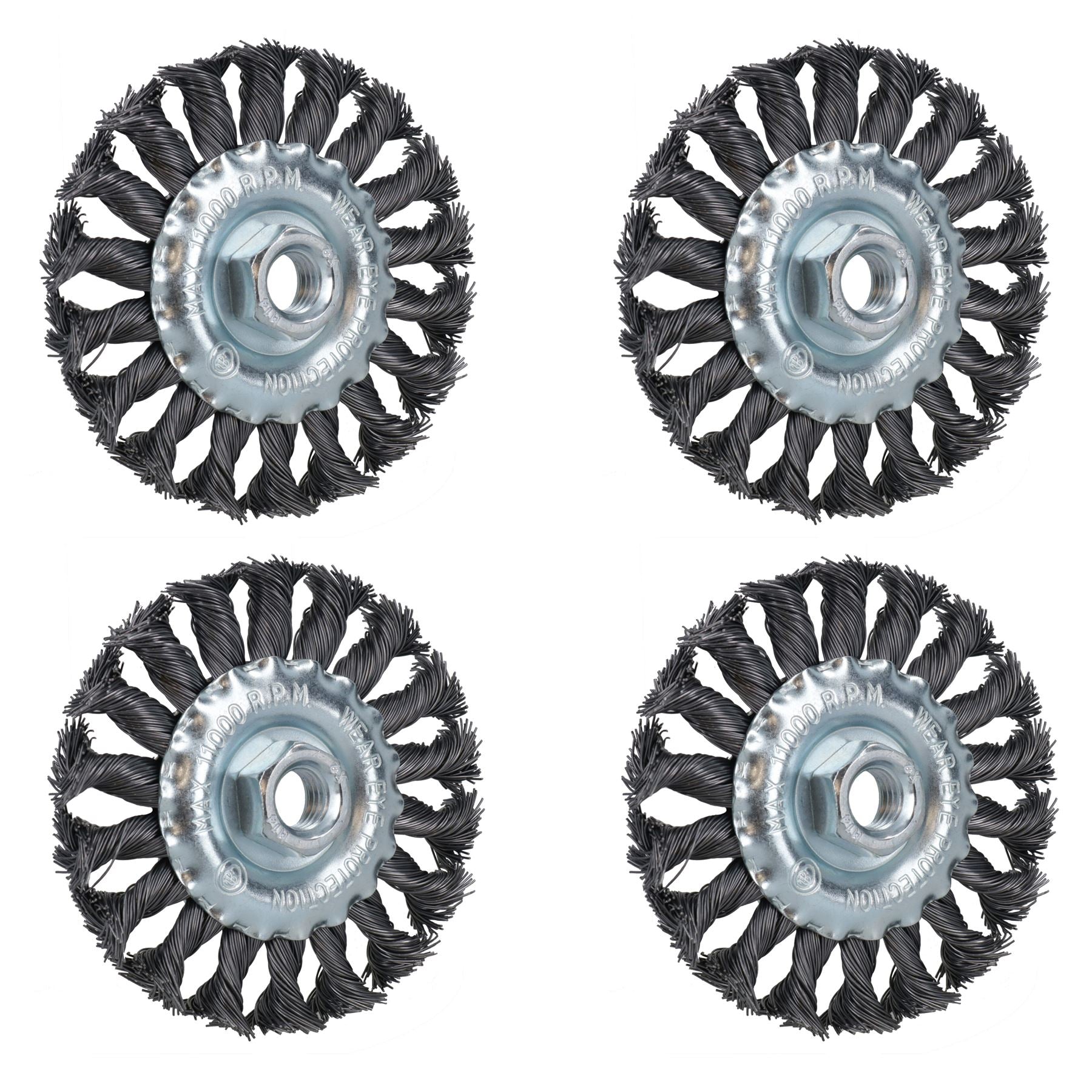 Brosse rotative à fil torsadé plat de 100 mm pour ébavurage, élimination de la rouille et de la peinture