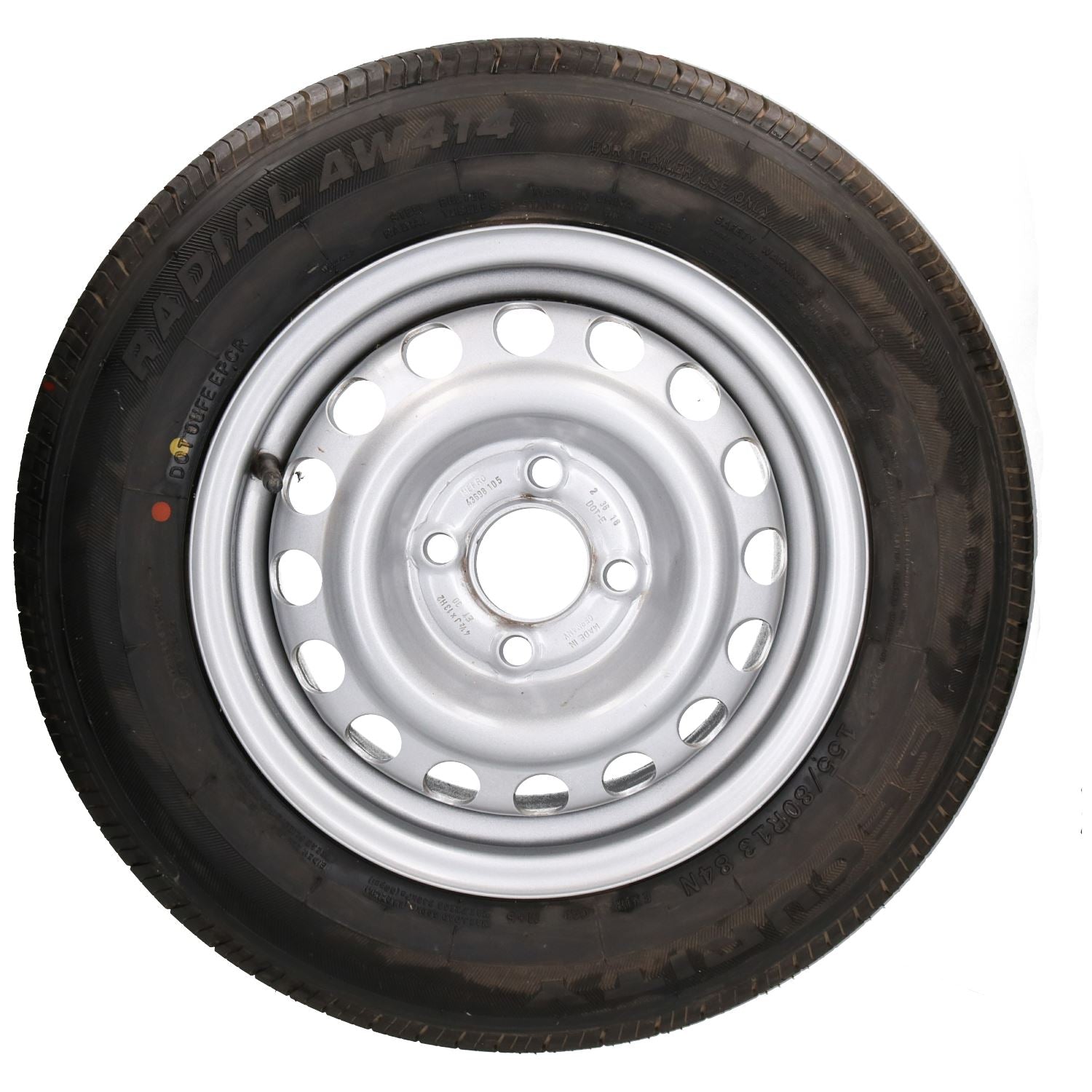 Trailer 155/80R13 Tyre and Wheel Rim 84N 500kg 100mm PCD 4 Stud