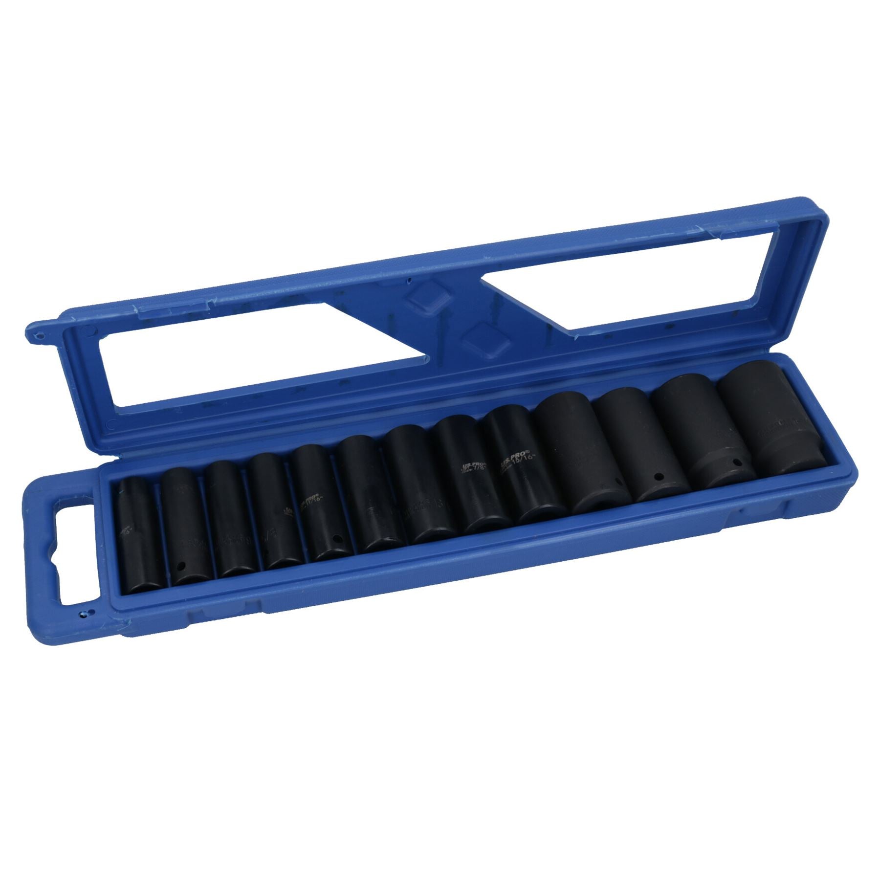 Douilles à chocs profondes impériales AF SAE à entraînement de 1/2 po, 12 pans, 7/16 à 1-1/4, ensemble de 13 pièces