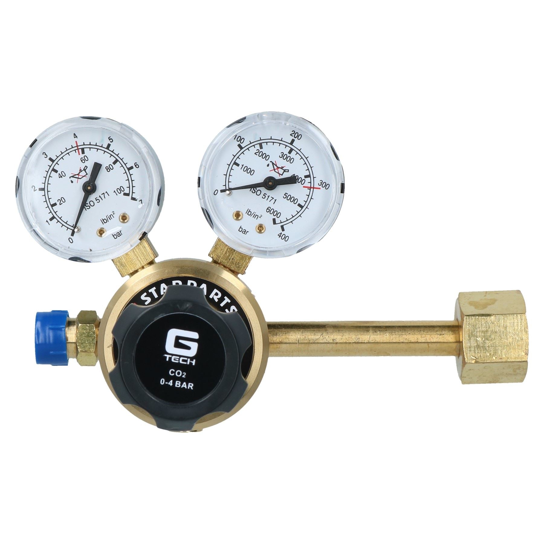 Carbon Dioxide CO2 Single Stage 2 Gauge Regulator (Side Entry) Gas Welding