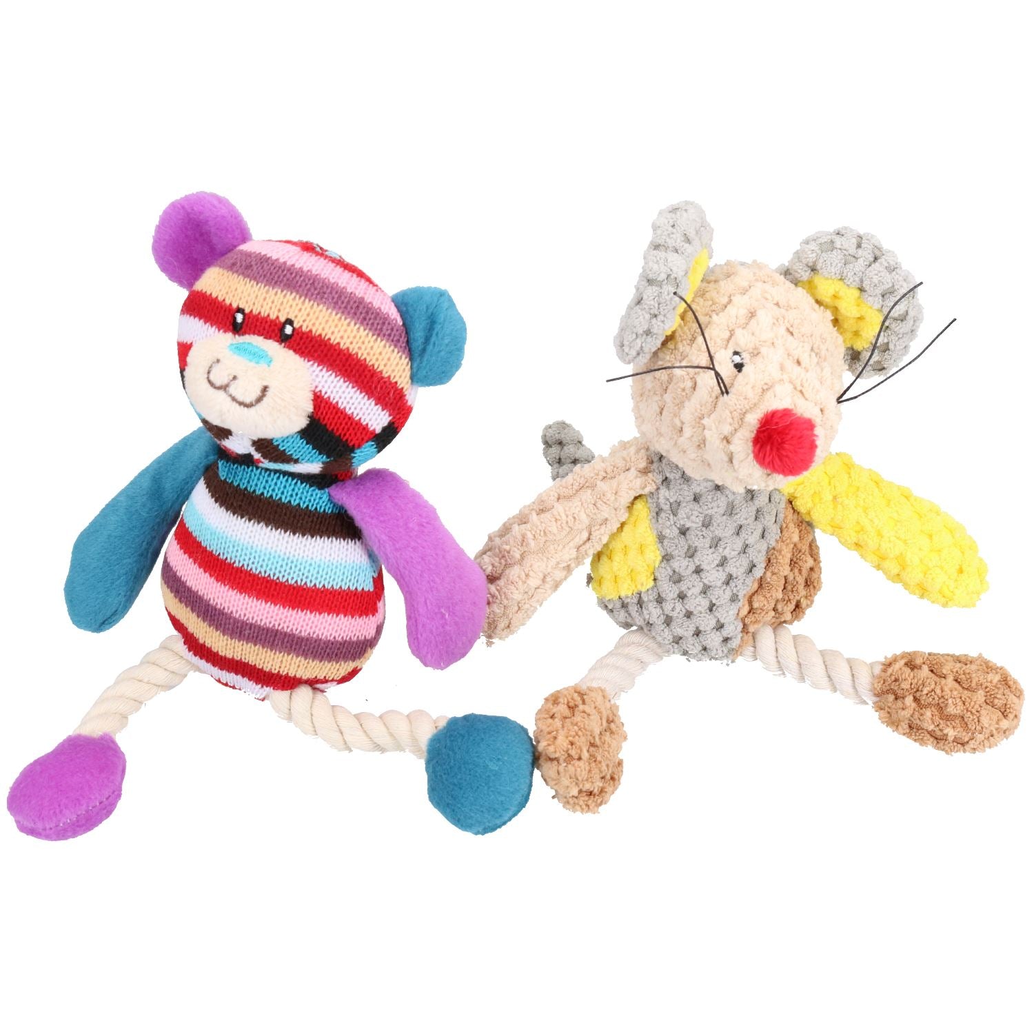 Mister Tilly Teddy & Molly Maus Hundespielzeug mit Quietsche, 23 cm und 20 cm