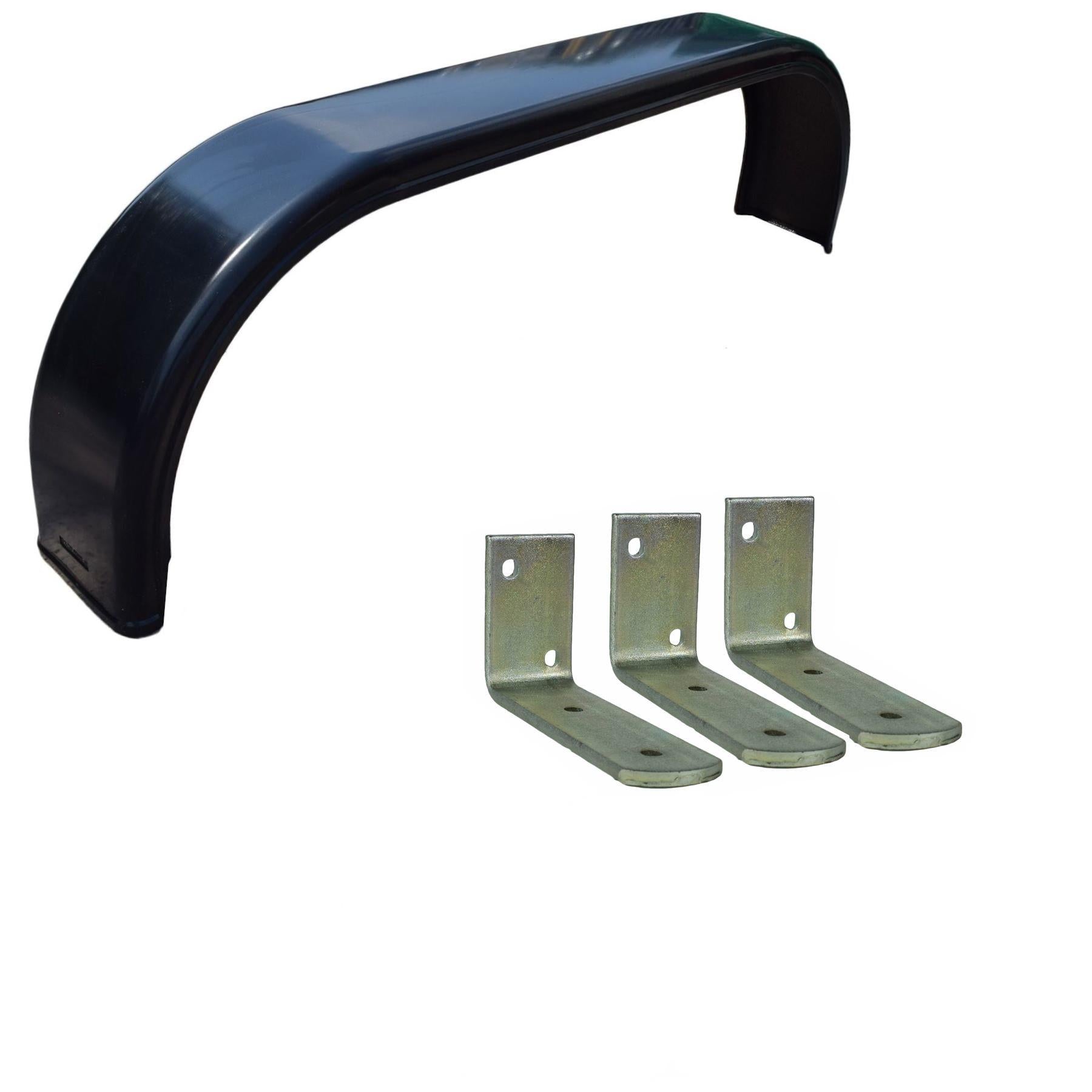 Garde-boue simple de 10 po pour roues jumelées, aile de garde-boue de 58 po x 7 po et 3 petits supports