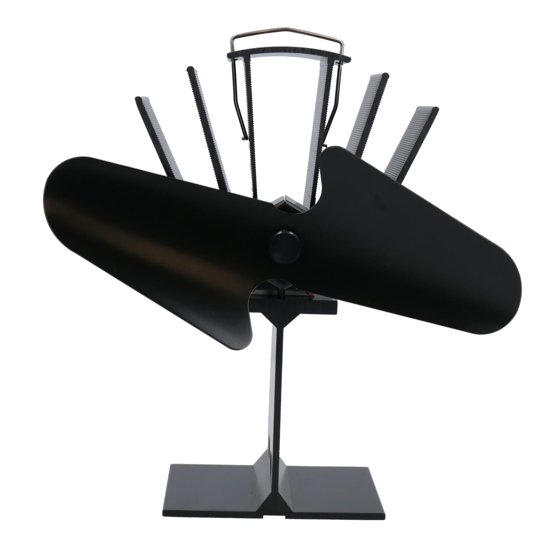 Ofenventilator mit 2 Flügeln, schwarz, wärmebetrieben, für Holz-/Holzöfen oder Kamine