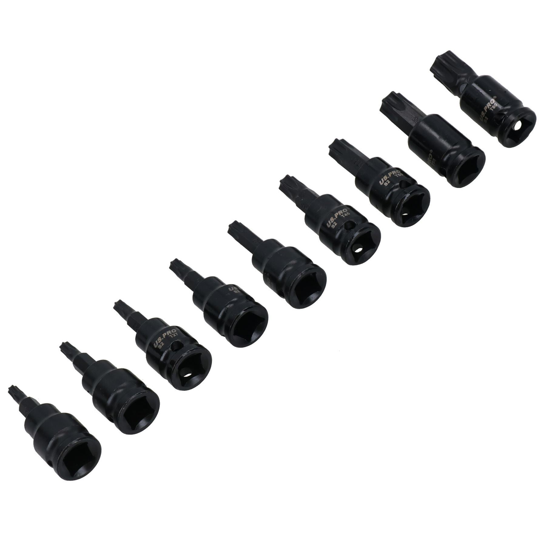 Douilles Torx / Star à impact, entraînement 3/8 po, courtes et courtes, T20 – T60, lot de 9 pièces