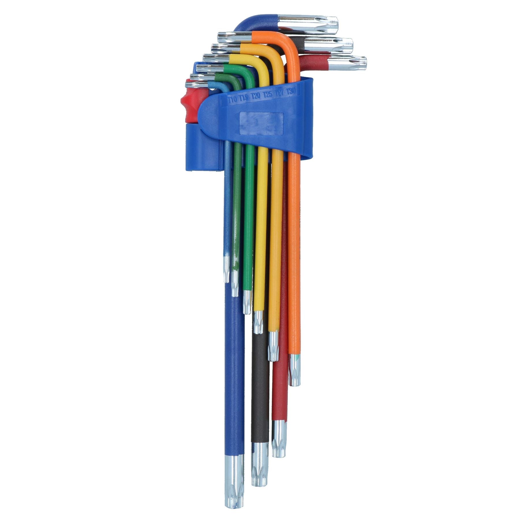 9-tlg. Extralange Stern-Torx-Tamper-Torxschlüssel Mehrfarbig mit Halter T10 – T50