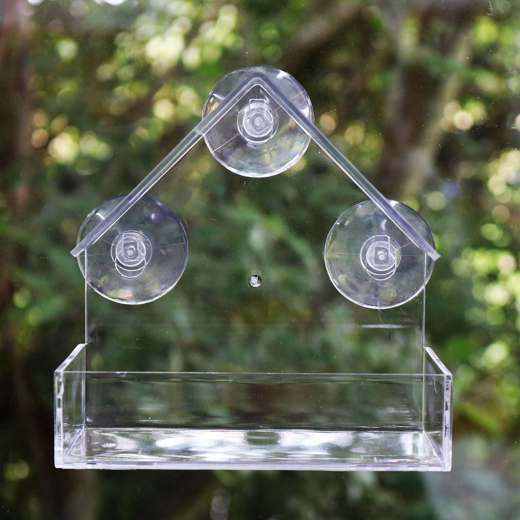 Futtertisch für Wildvögel zum Aufhängen, Fenster, klares Sicht-Plexiglas mit 3 Saugnäpfen