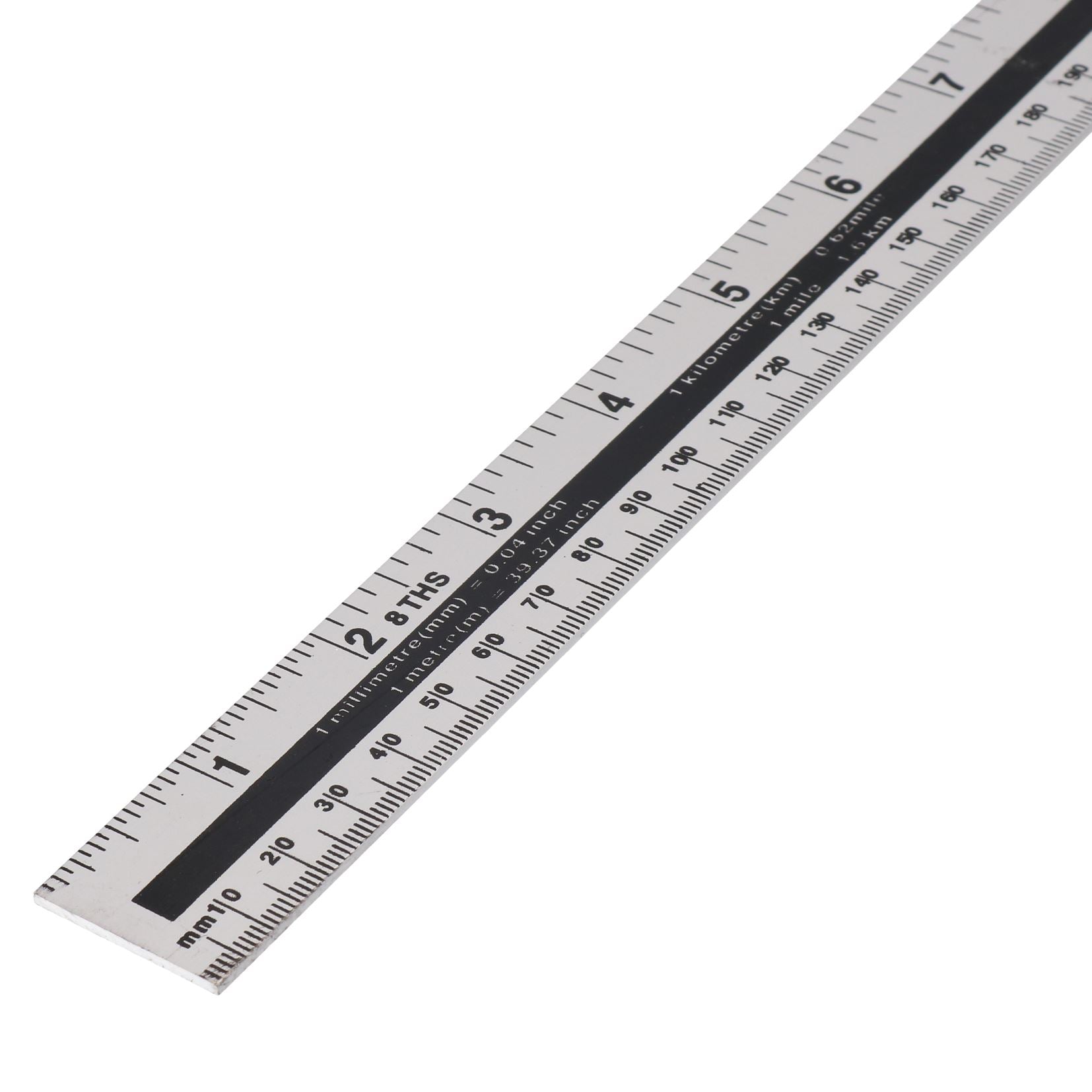 Règle en aluminium de 1 m (40 po) Table de conversion impériale et métrique Règle à bord droit