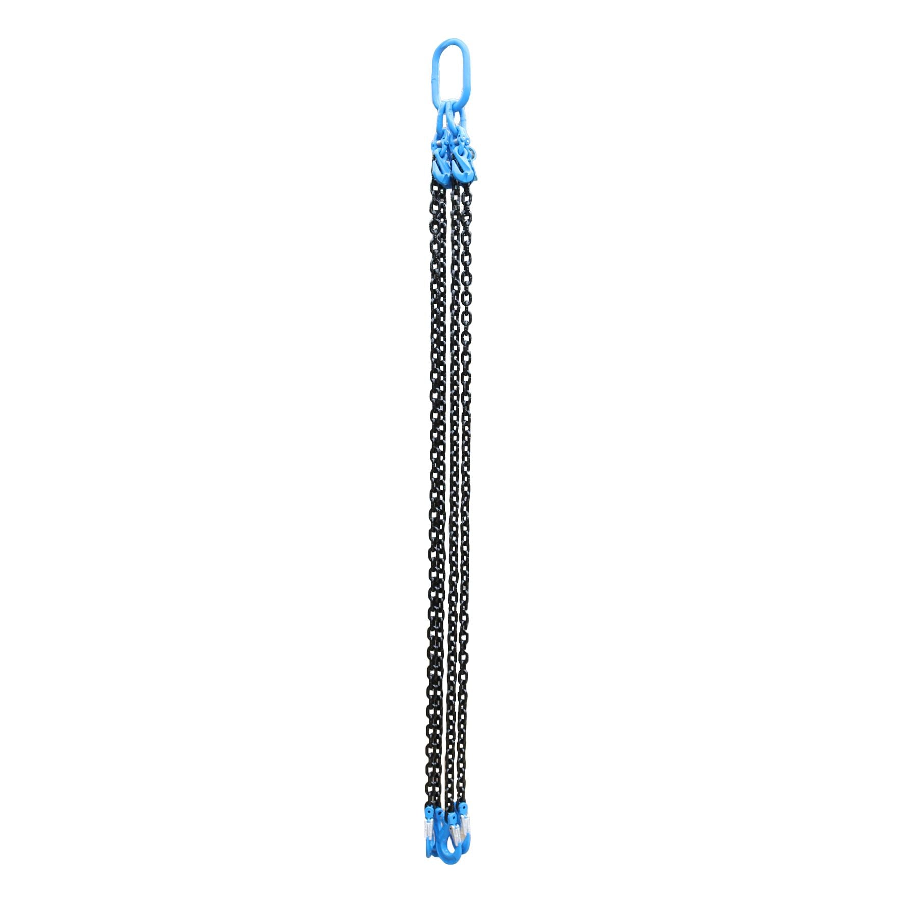 4-Strang-Hebekettengehänge mit Gabelkopf-Greifhaken, 2 Meter, 10 mm Kette, WLL 6,7 Tonnen