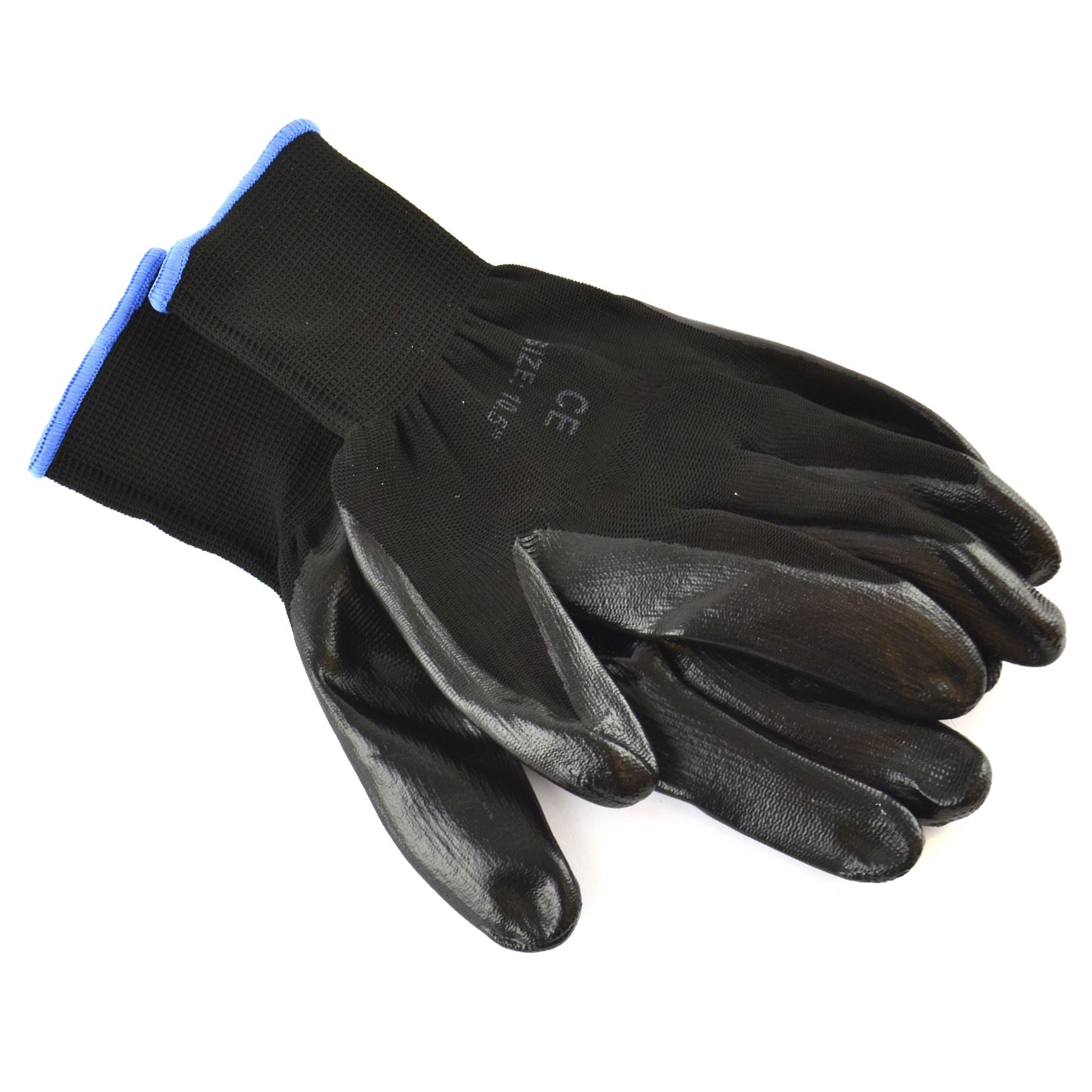 10.5" Nitrile Coated Work Gloves Breathable / Improved Grip Black