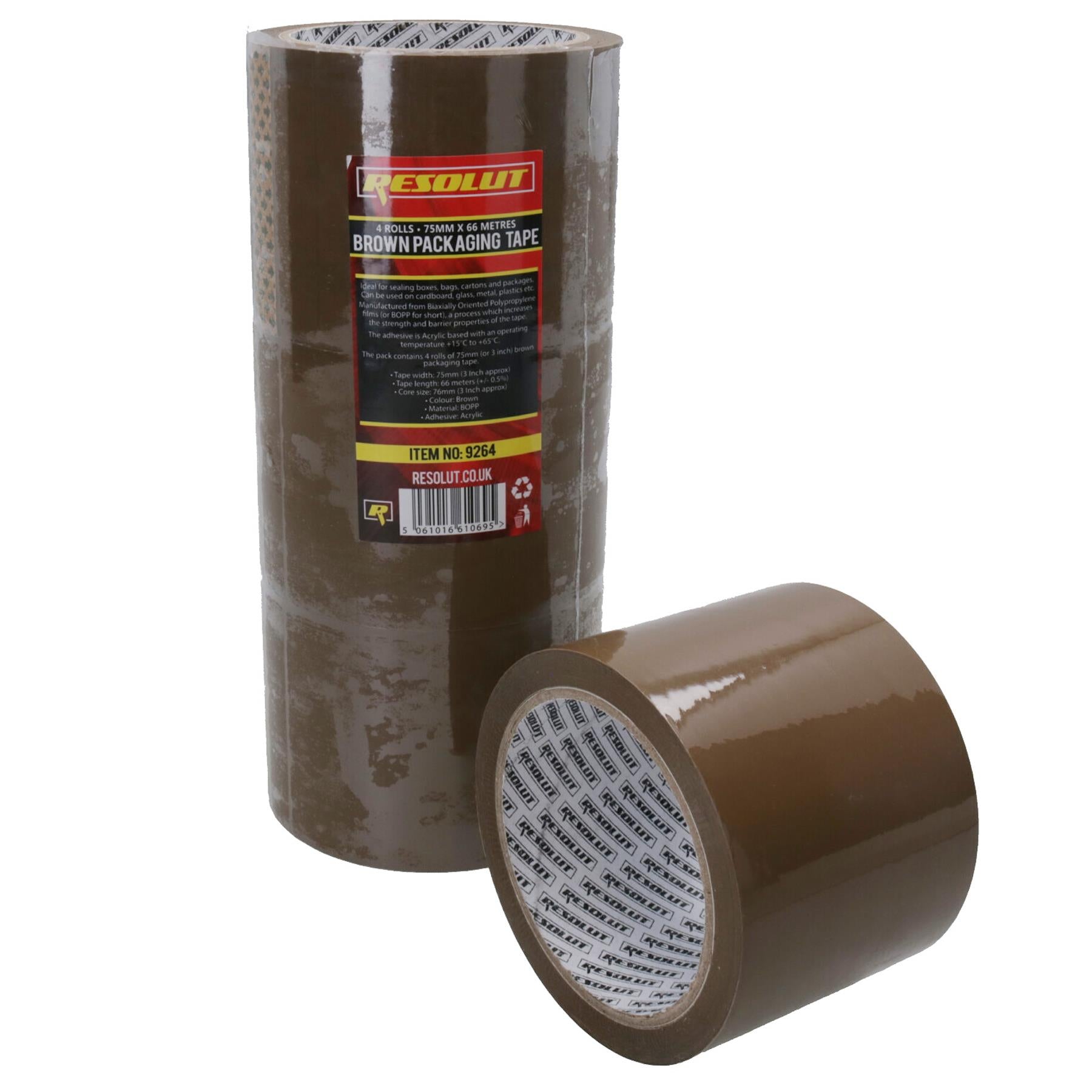 Brown Parcel Packaging Tape 75mm x 68 Metres per Roll Sealing Heavy Duty