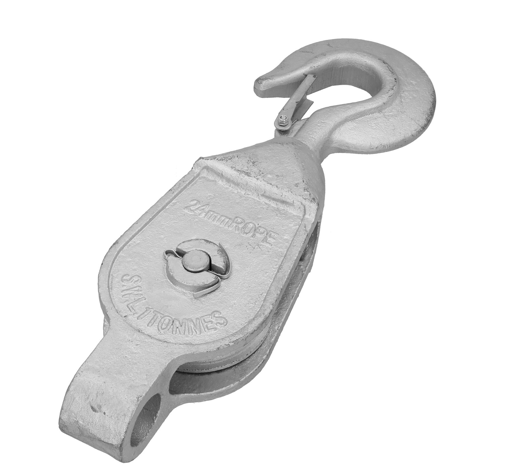1.0T S.W.L. Pulley Block with Swivel Hook Galvanised 24mm Rope