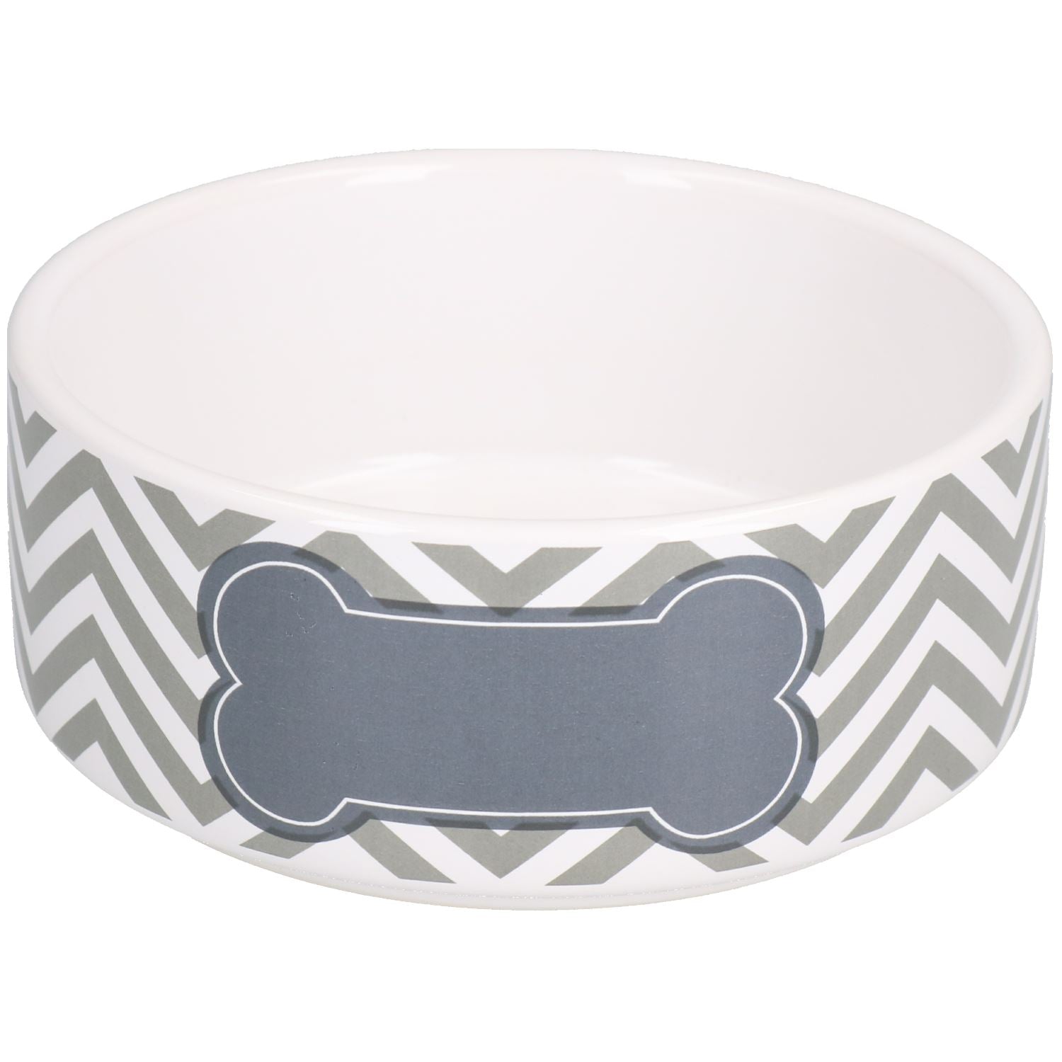 Futternapf für kleine Hunde, Futter- und Wassernapf mit Chevron-Muster, Grau, 13 cm, 400 ml