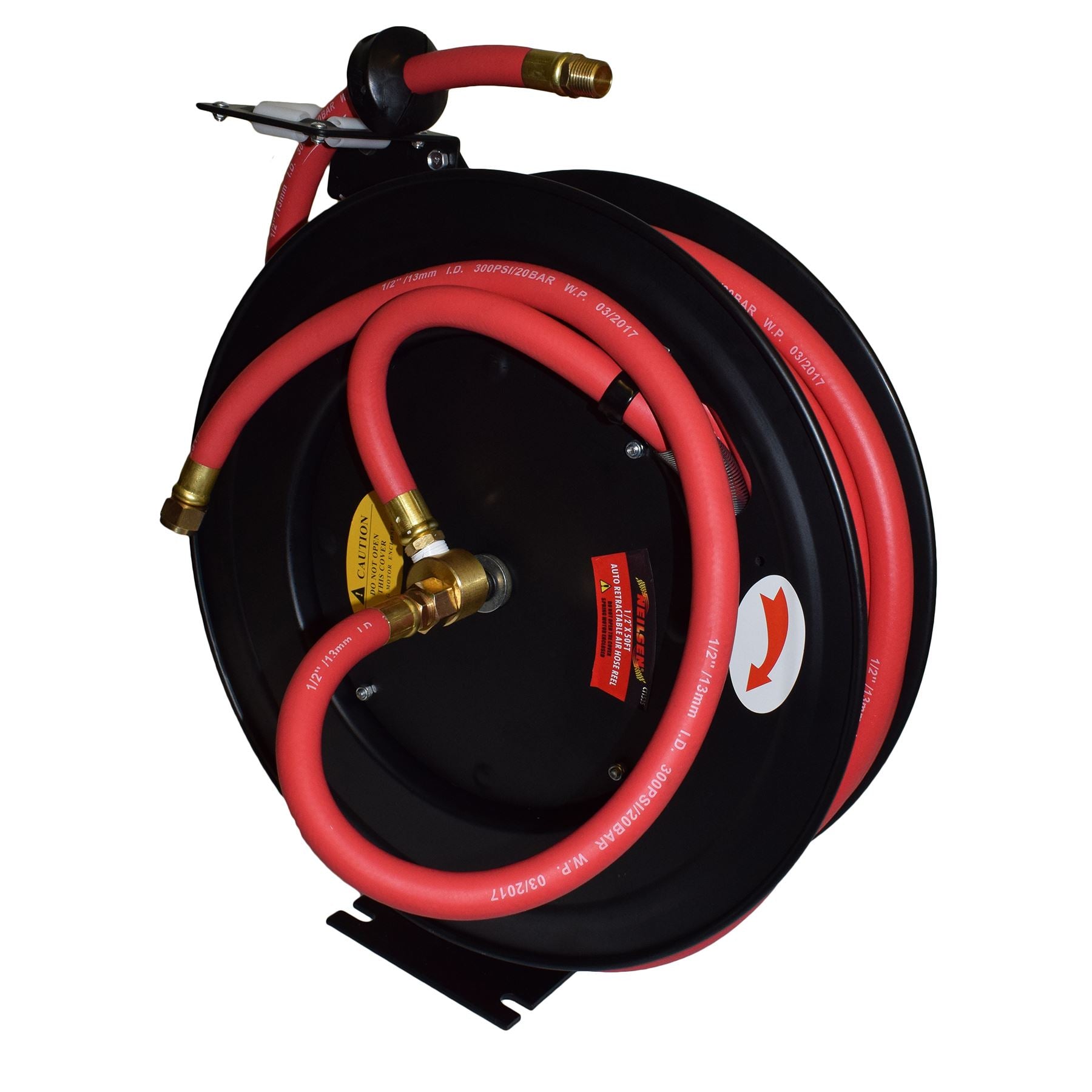 Retractable 50ft Air hose on Reel 1/2 BSP Spring Rewind Wall Mountable BSP AT455